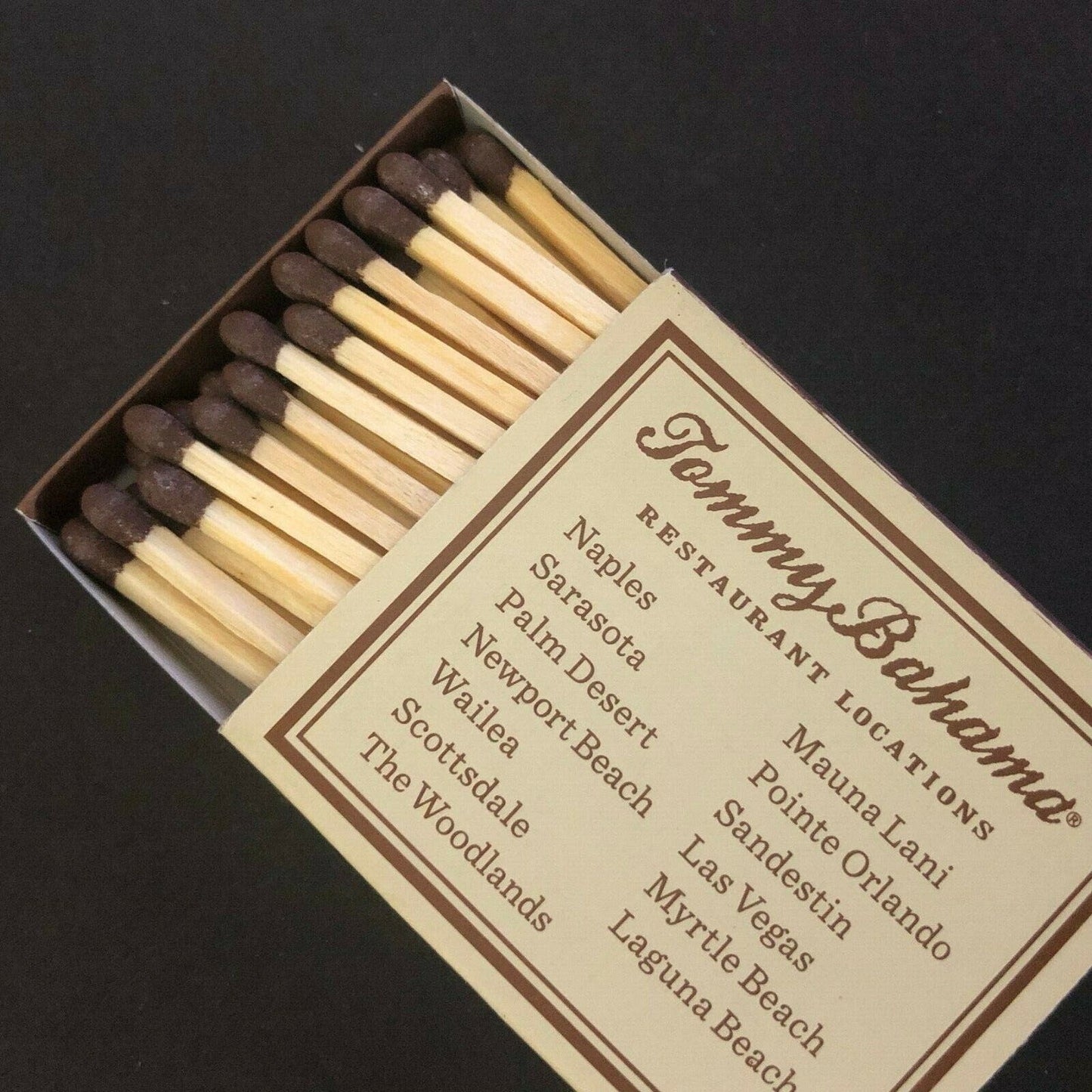 c1990's Wooden Matchbox Matchbook - Tommy Bahama Restaurants