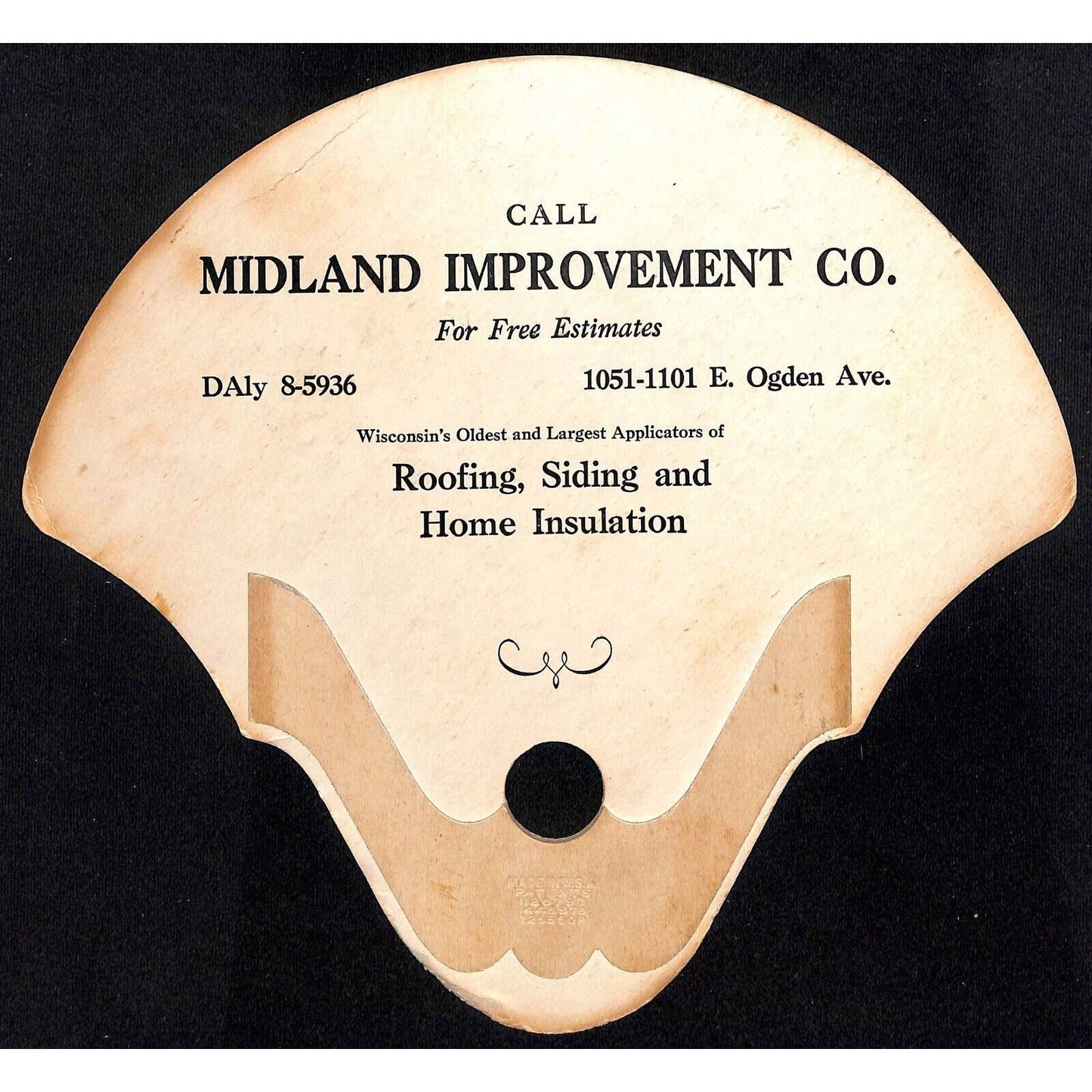 Green Bay Area? WI Midland Improvement Co. Horses Grazing Hand Fan c1950 VGC