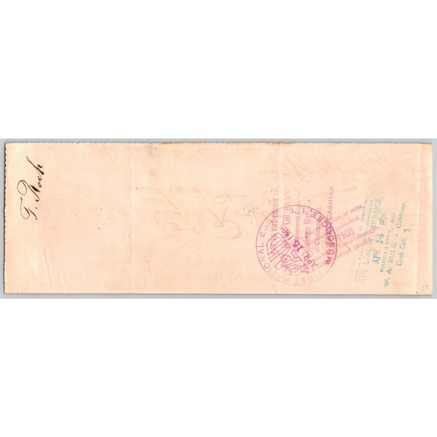 Muskogee, OK 1905 Indian Territory W.C. McIntosh Real Estate Bank Check Scarce