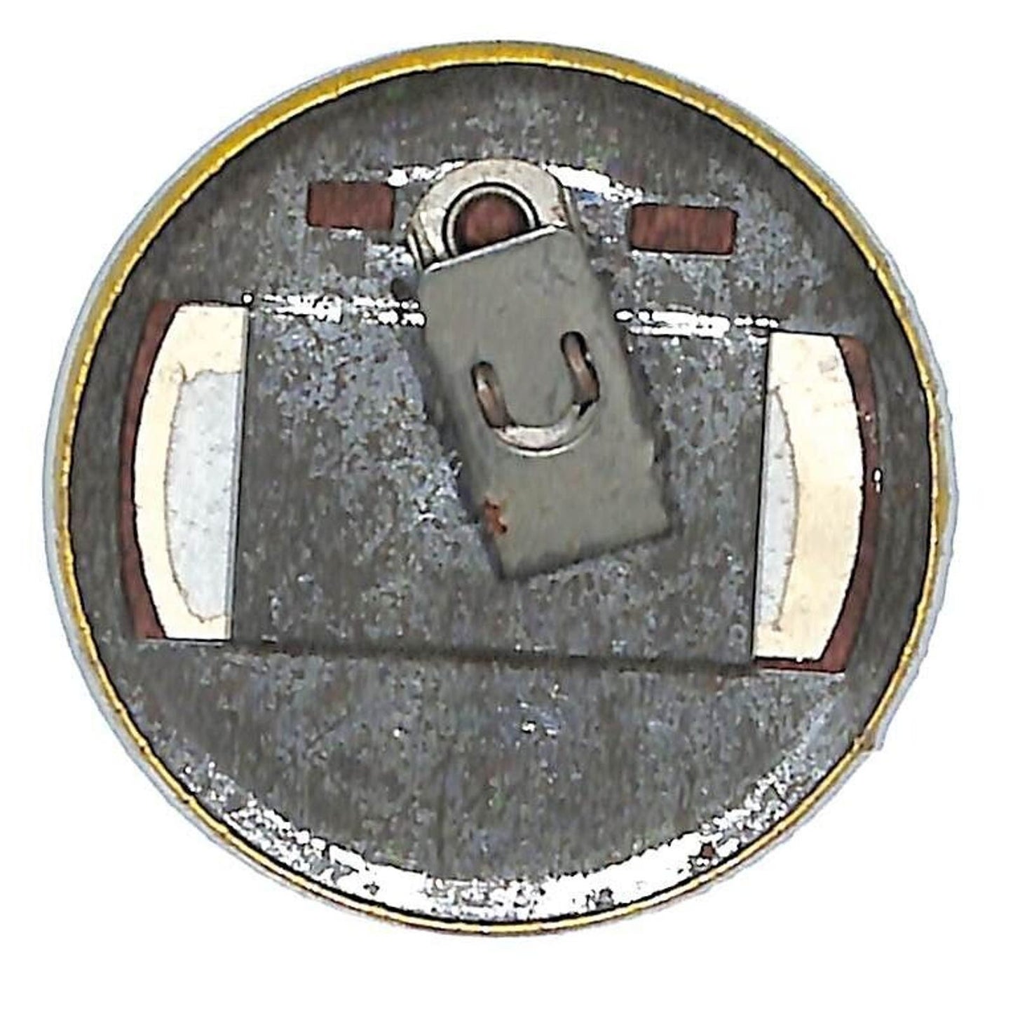 Fisher Electronics Fisher Park SAMPLE Pinback Clip ID Button c1960's