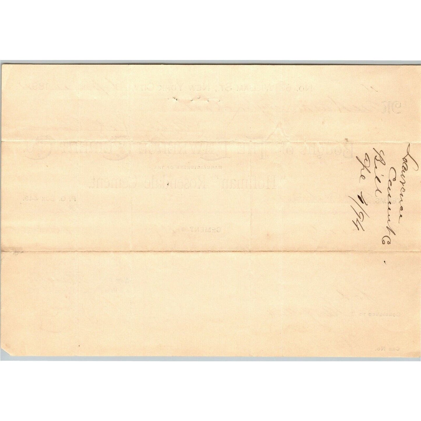 The Lawrence Cement Co. NY to Warner, Taylor & Curtis Sandy Hook Letterhead 1894