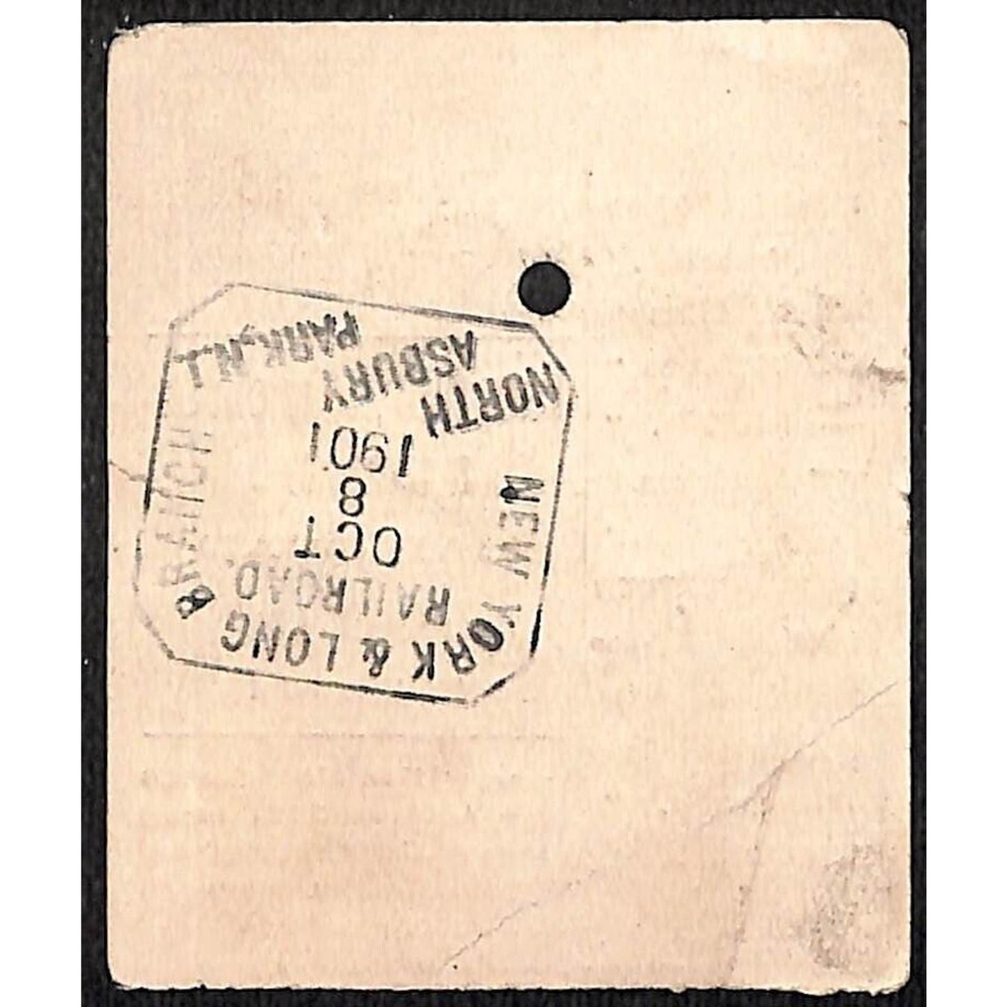 New York & Long Branch / NYNH & HRR Railroad 1901 Ticket N. Asbury Park #1301