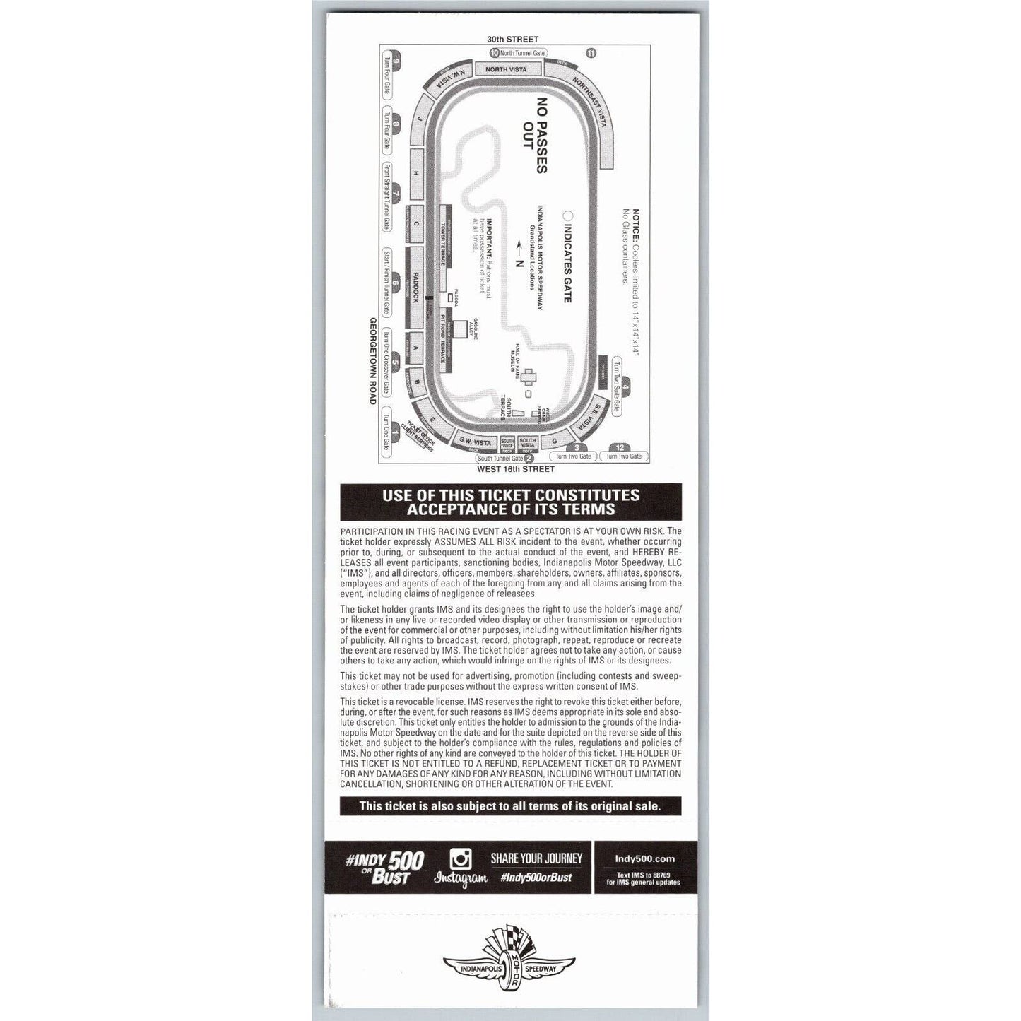 2013 Indy 500 Coors Light Carb Day 5/24 Pagoda Suite Two Unused Ticket #014