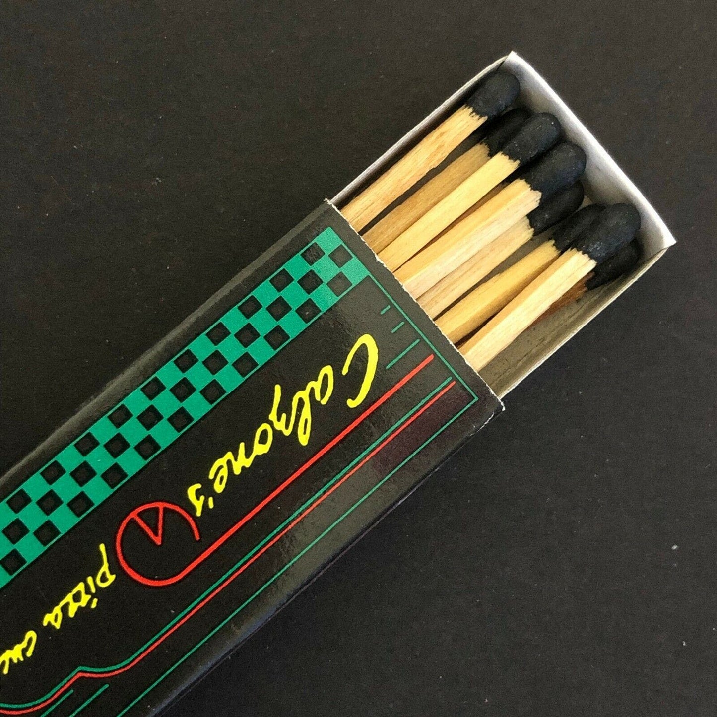 c1980's-90's Wooden Matchbox Matchbook "Calzone's Pizza Cucina" San Francisco