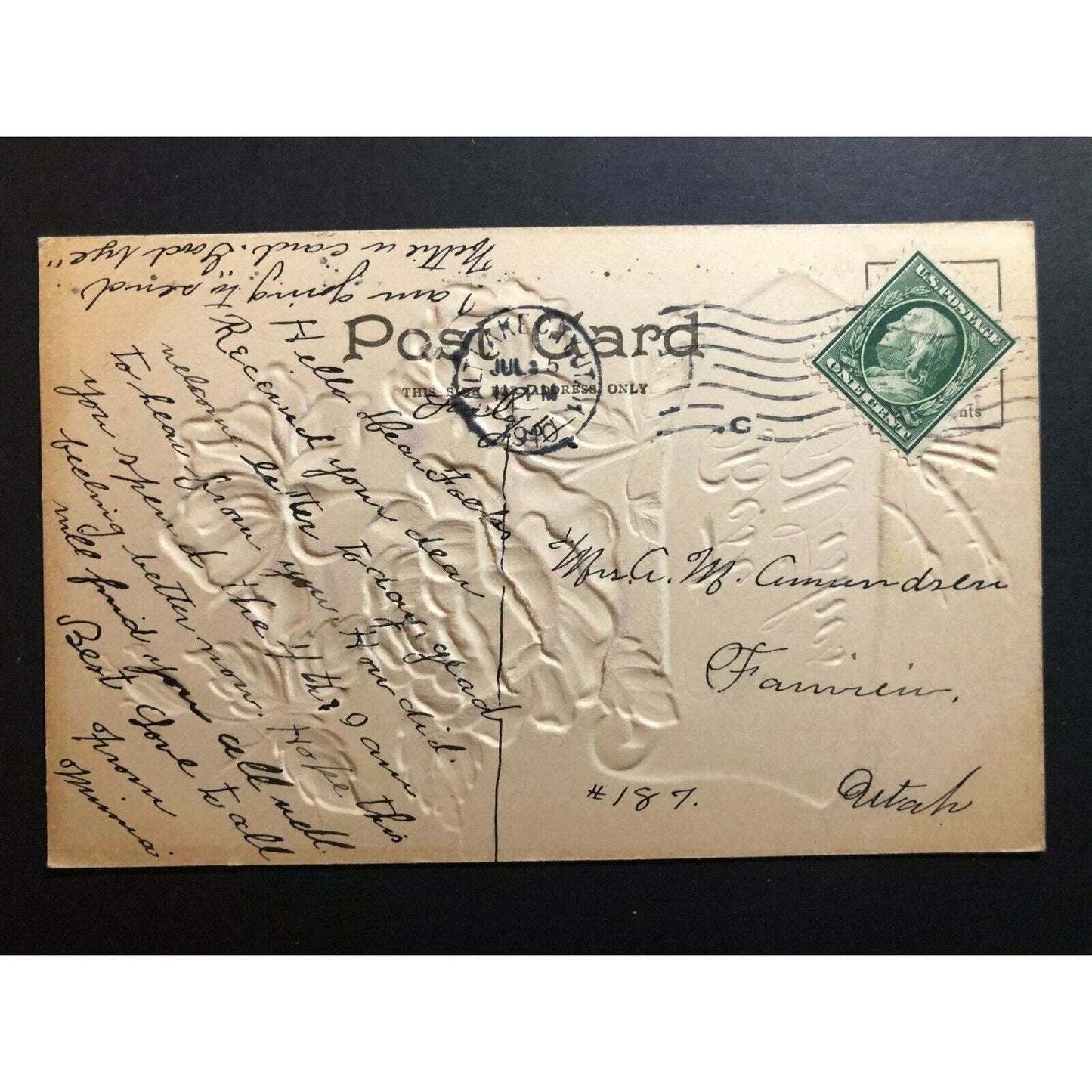 Vintage Postcard - Floral "Best Wishes" w/ Strong Reverse Embossing