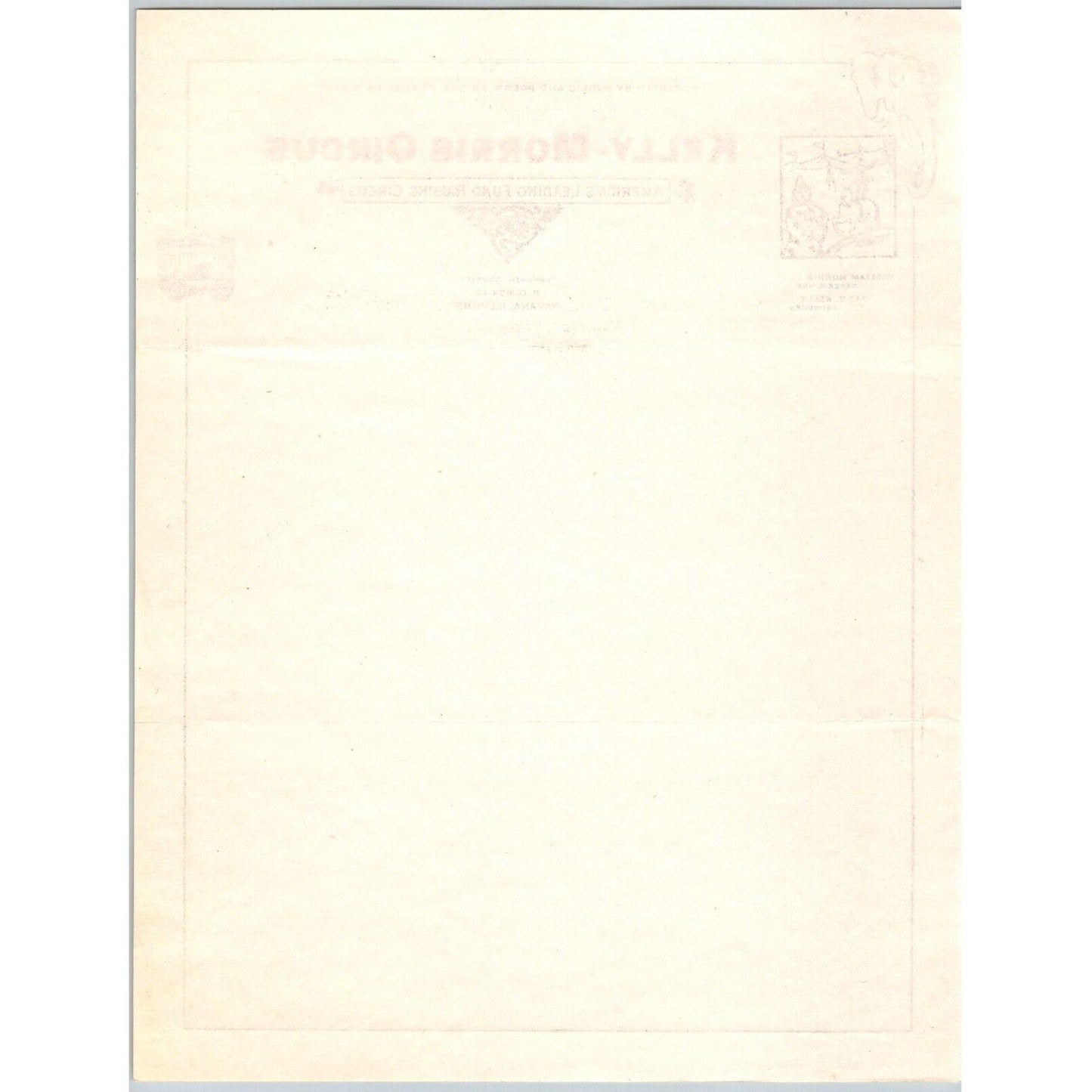 Kelly Morris "America's Leading Fund Raising Circus" Letterhead c1952 Scarce