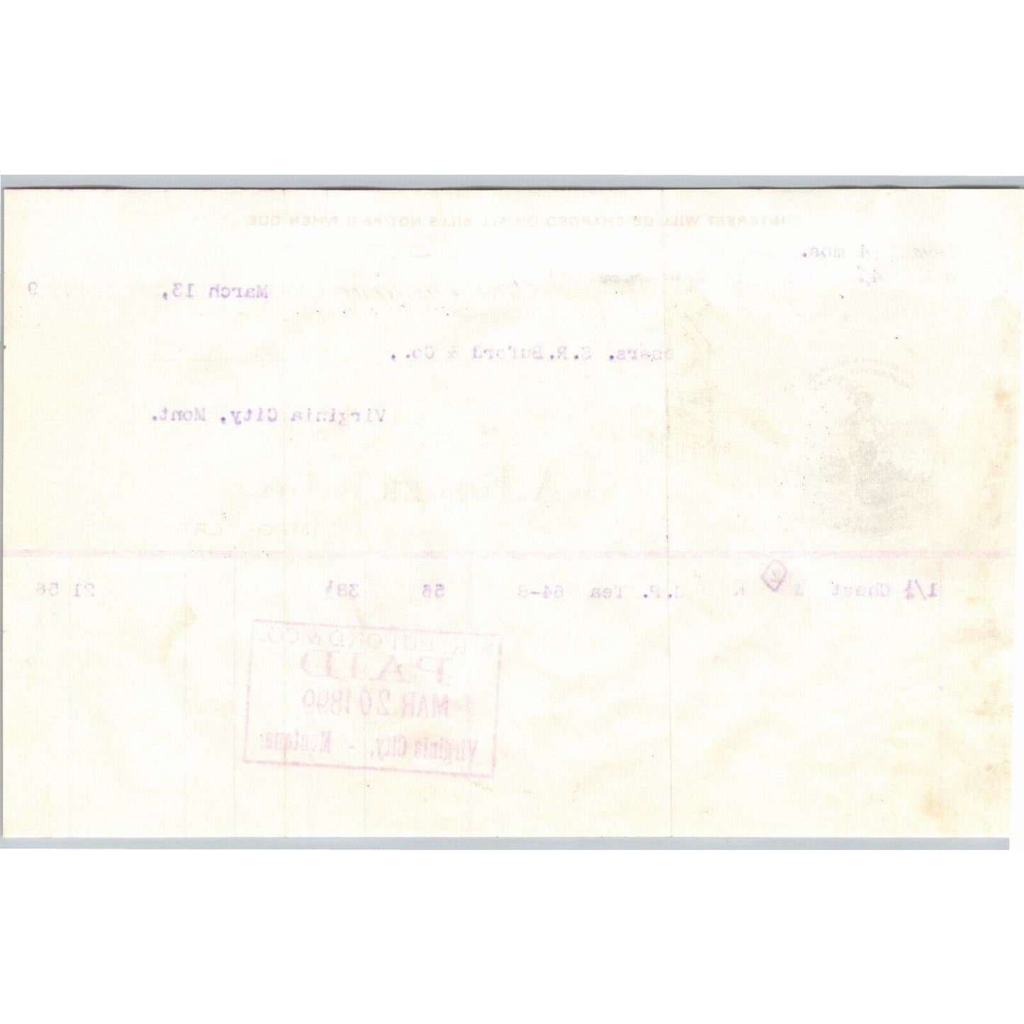 1899 J.A. Folger (Coffee Tea Spices) Letterhead - S.R. Buford Virginia City, MT