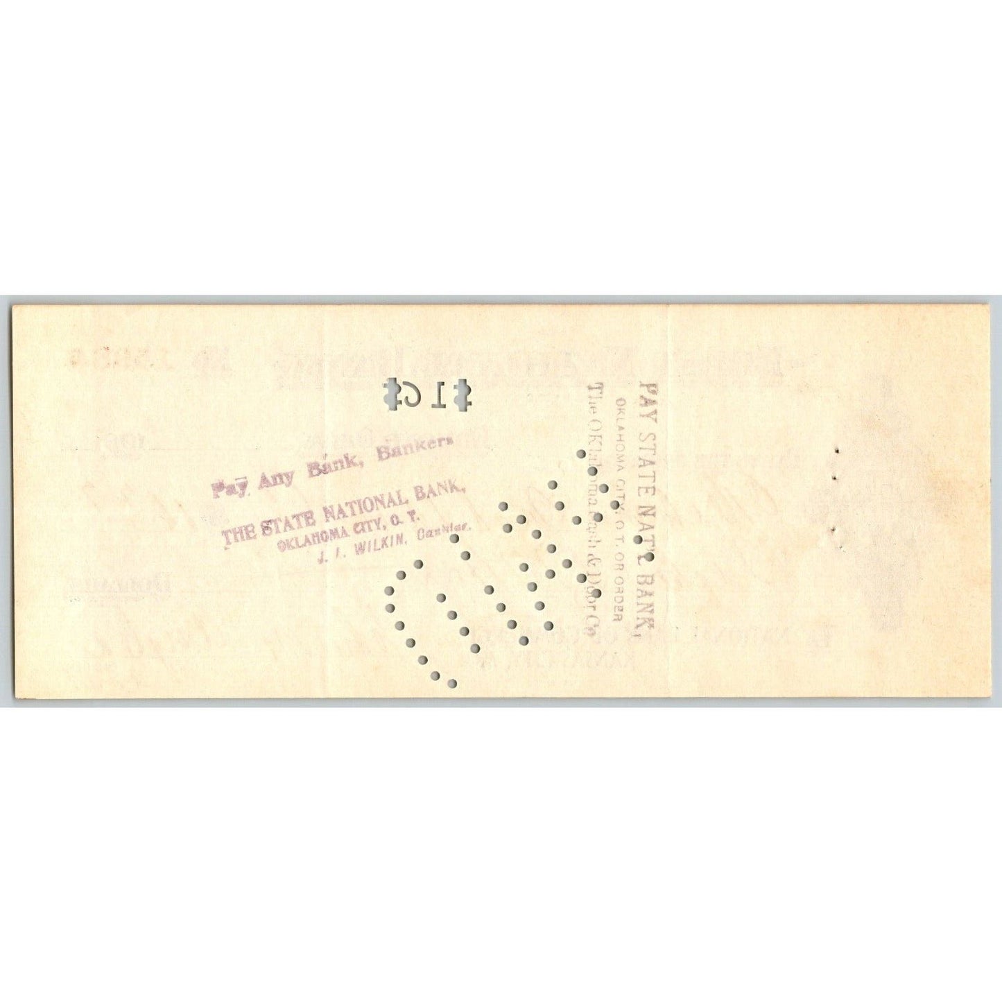 Edmond, OK 1902 Territorial Oklahoma Sash & Door Co. FNB Check - Scarce