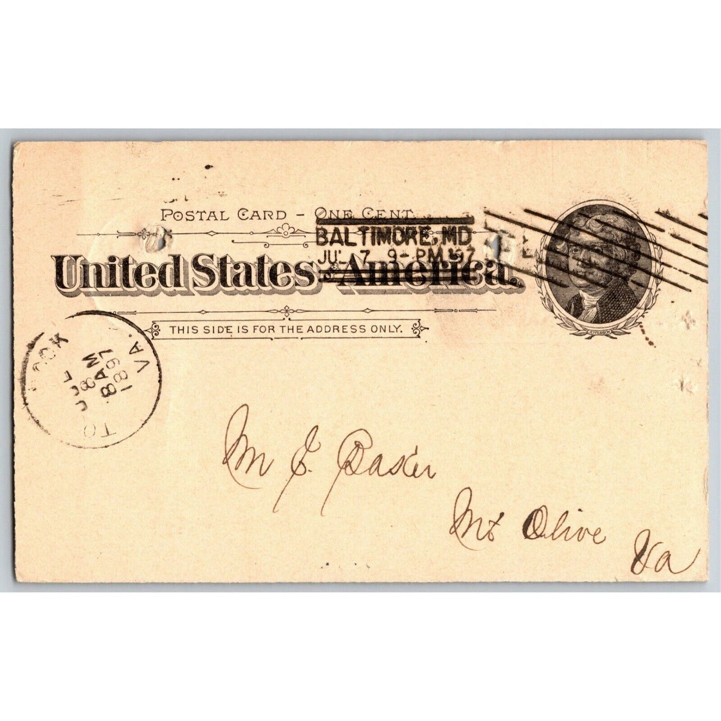 1897 Adv. Payment Conf. Postcard J.J. Haines Wooden Willow Baltimore E. Baker*