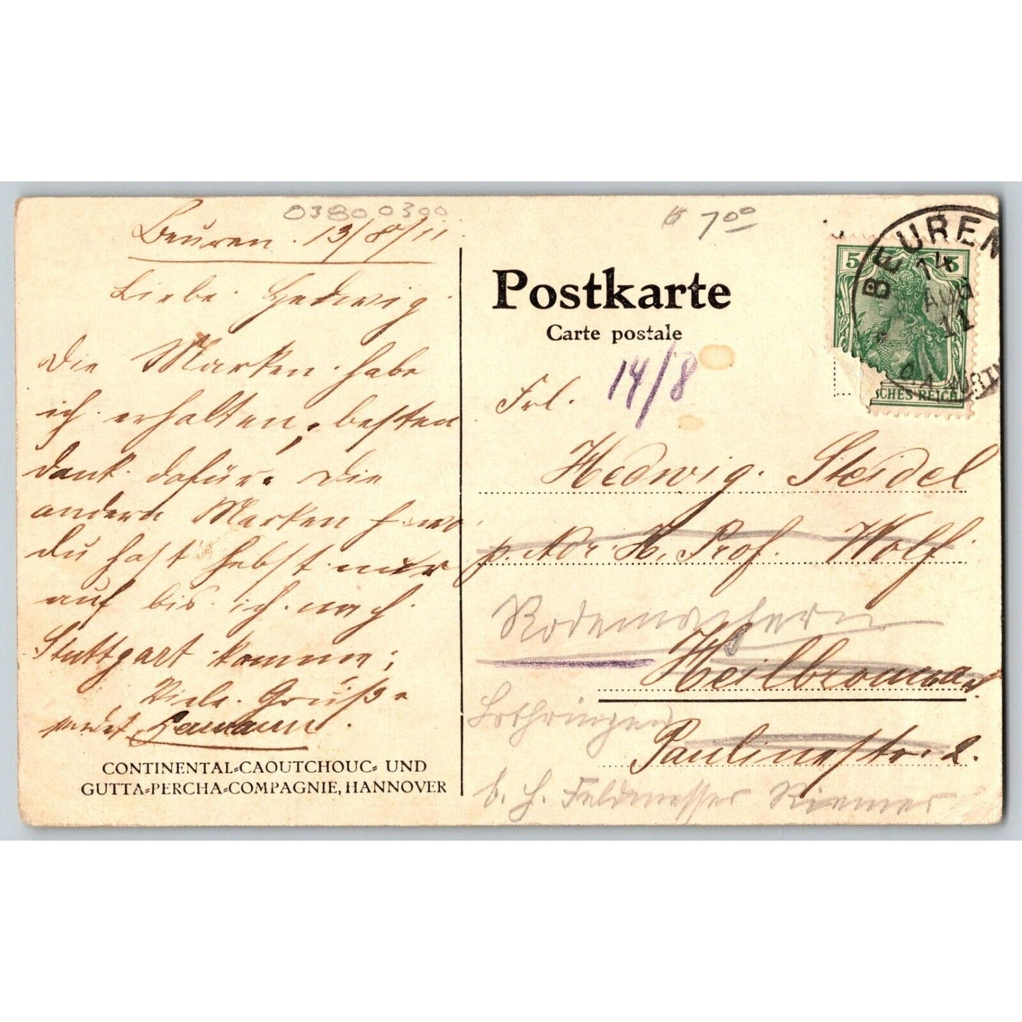 Auto Racing Postcard c1911 "Continental-Gleitschutz" Scarce