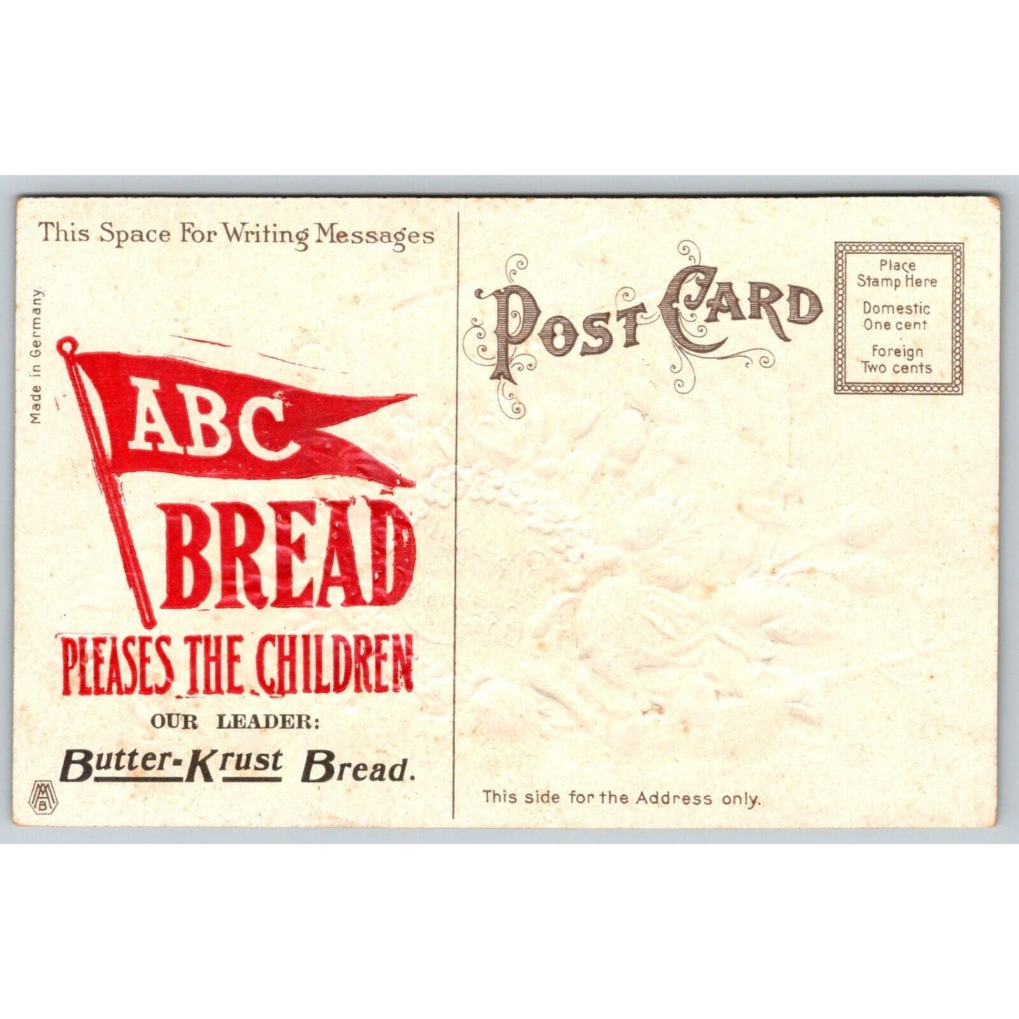 ABC Bread Butter Krust "Birthday Greetings" Advertising Postcard Boat c1911-15