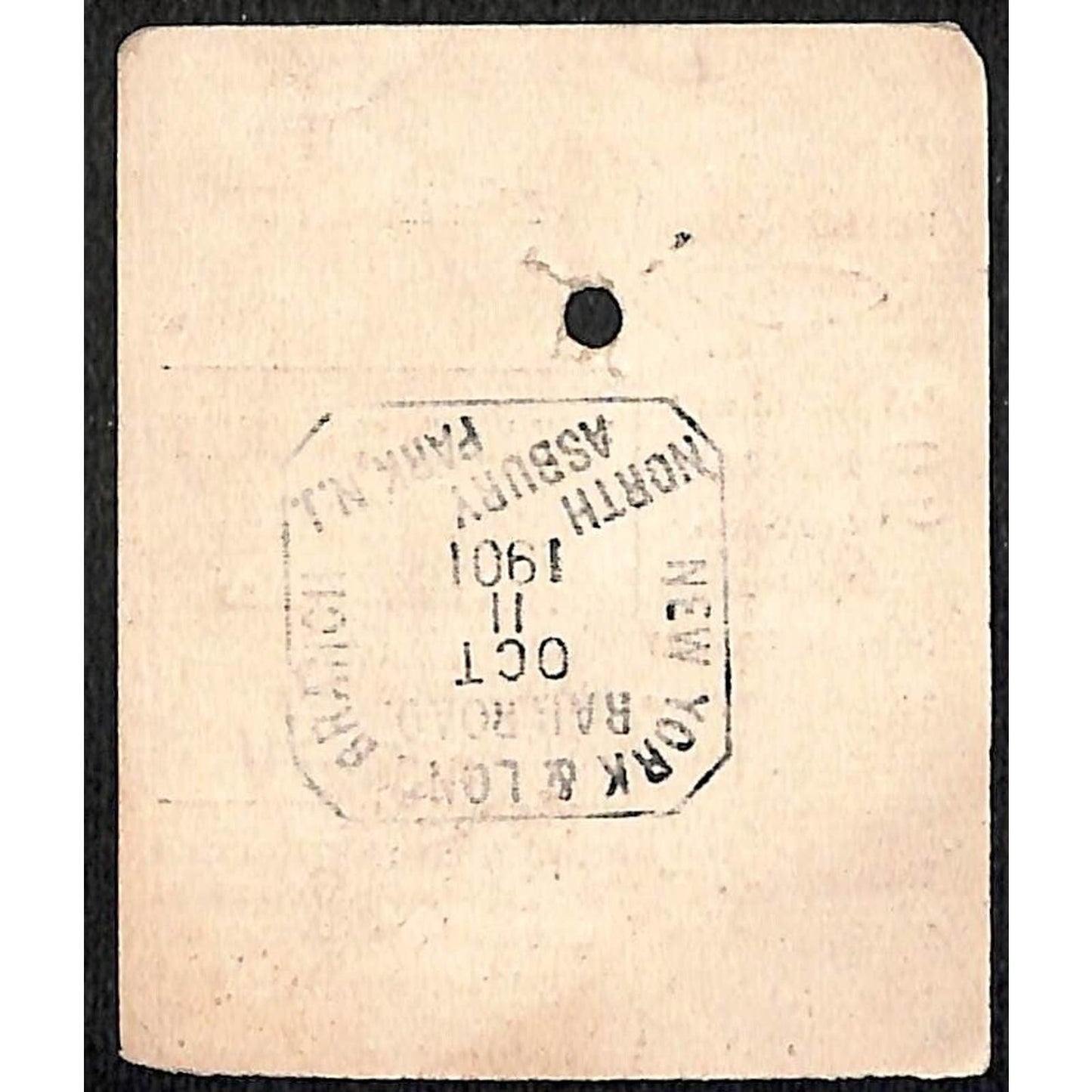 New York & Long Branch / NYNH & HRR Railroad 1901 Ticket N. Asbury Park #1305