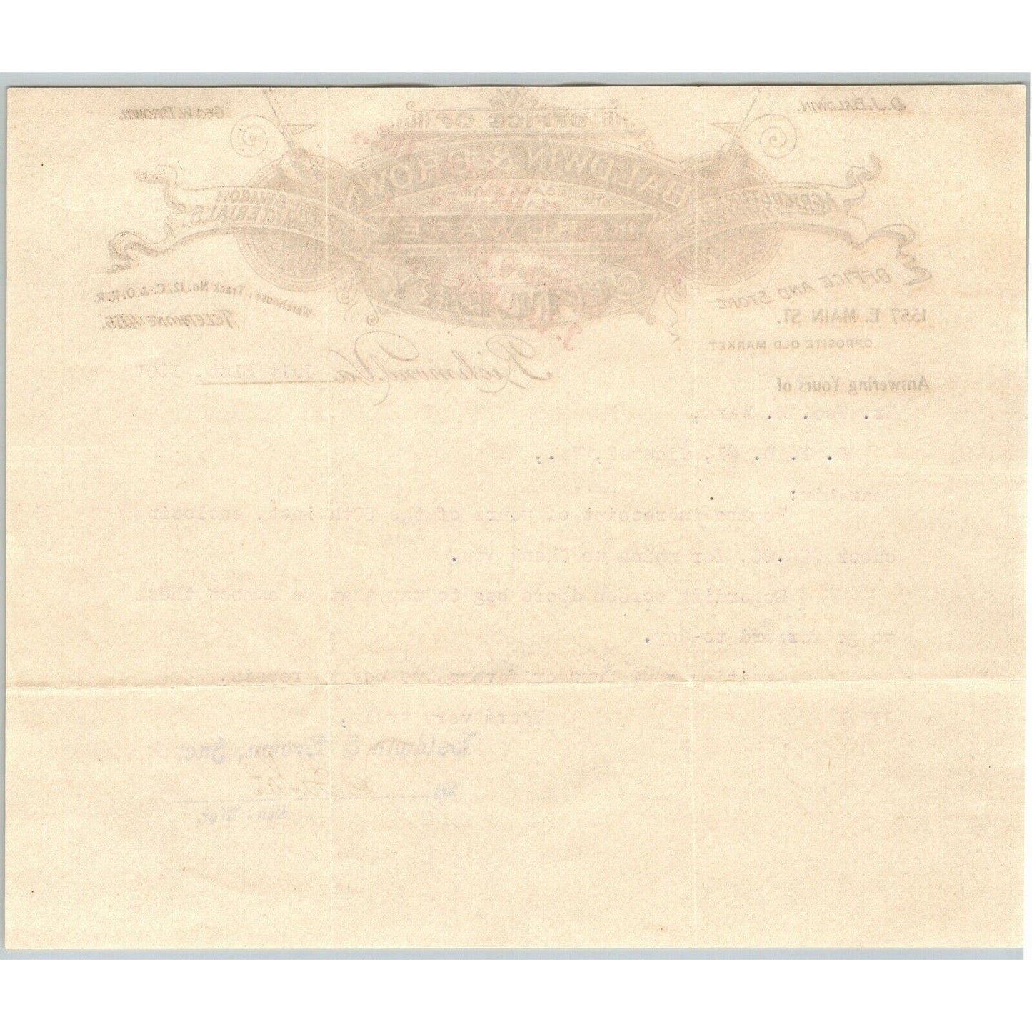 Baldwin & Brown Carriage & Wagon Richmond, VA Letterhead o Geo. E. Wear 1907