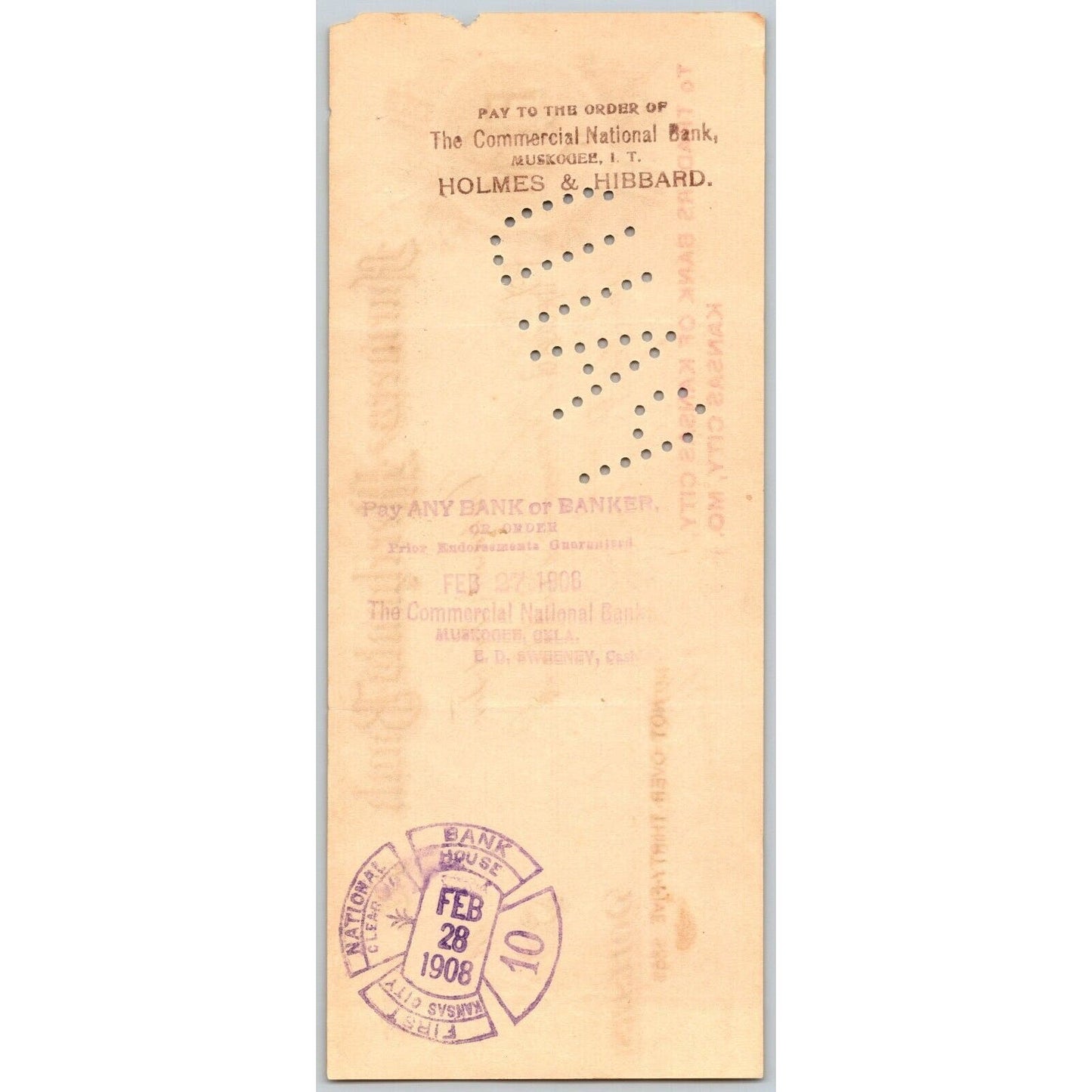 Catoosa, OK 1908 Indian Territory* Farmers Merchants Bank Check - Scarce