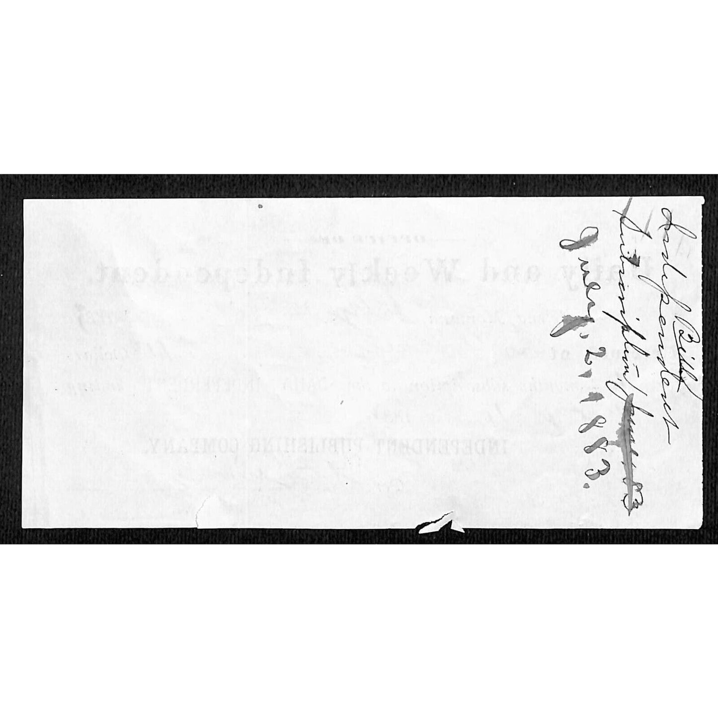 Helena Montana Daily and Weekly Independent 1883 Receipt / Billhead
