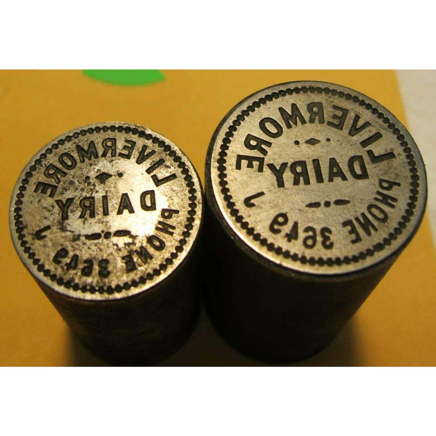 2 Late 1920's Early 1930's Western Brass Token Dies - Livermore Dairy Washington