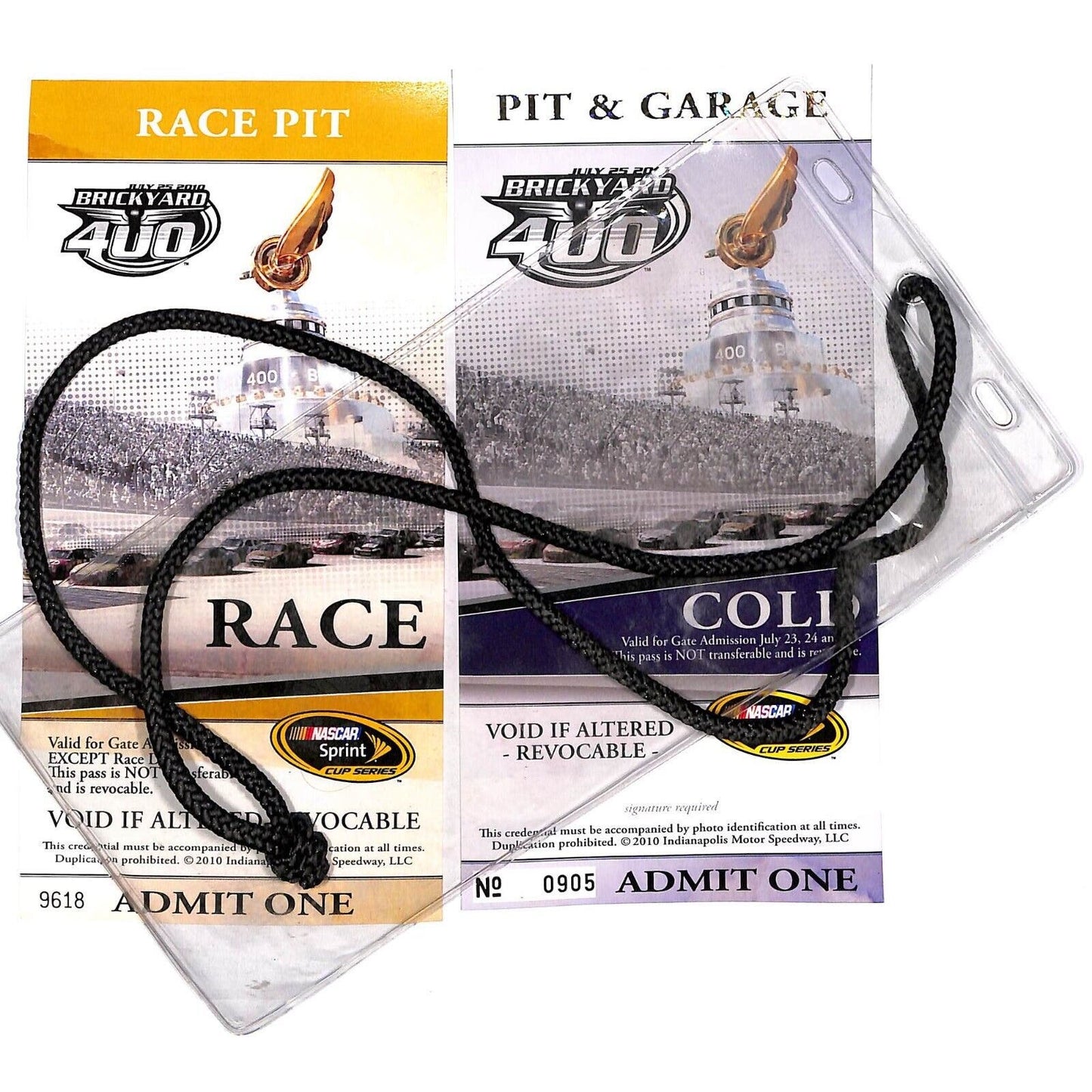 2010 Brickyard 400 Pit / Garage / Race Pit Passes Lanyard The Ron Burton Estate