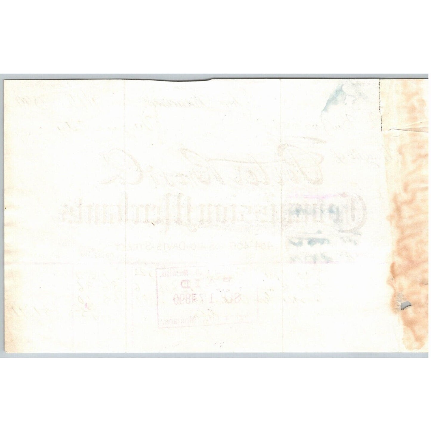 1890 Porter Bros Merchants San Francisco Letterhead S.R. Buford Montana Scarce