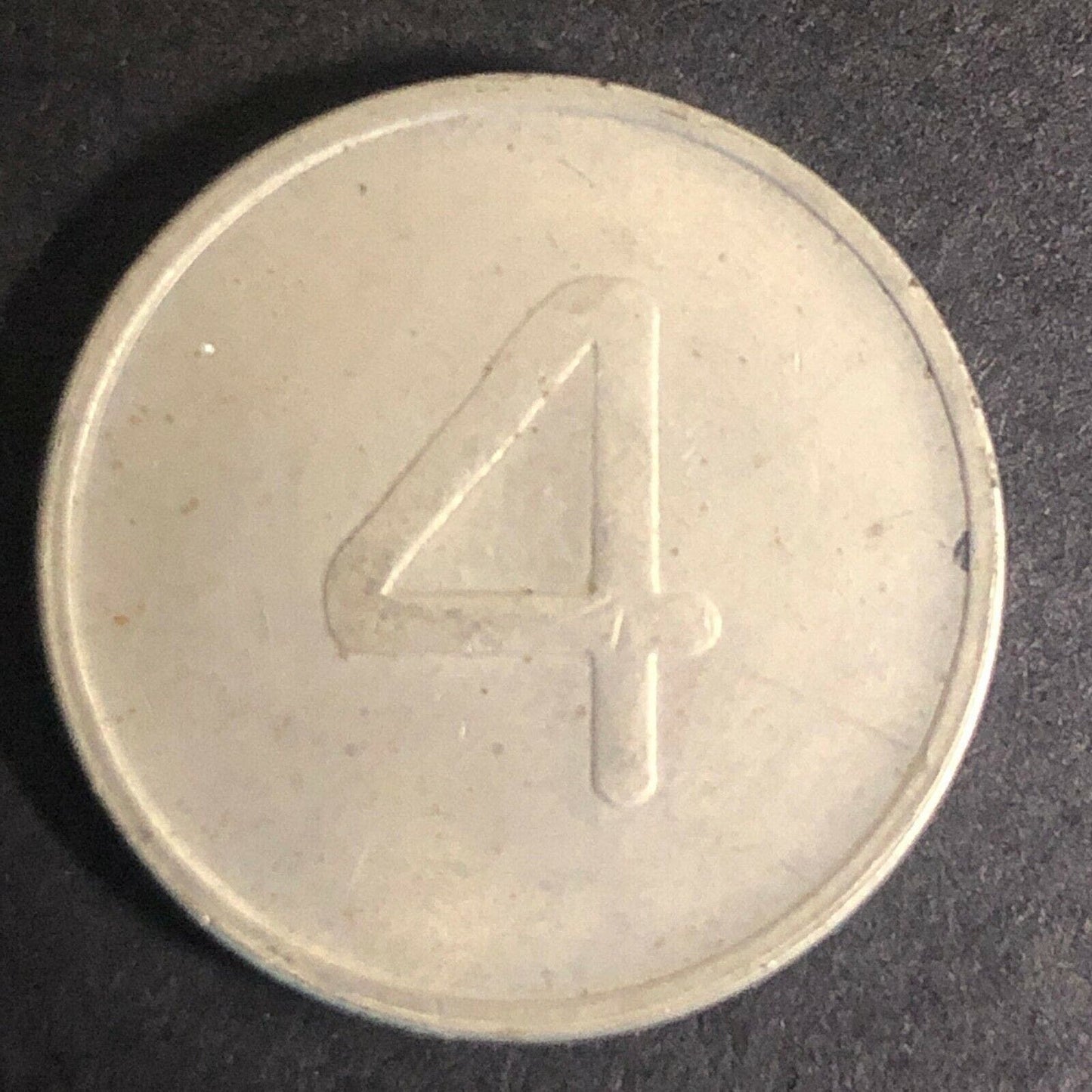 Vintage 20mm Nickel Plated Brass "4" "Hull Metro Transportation" Quebec Token