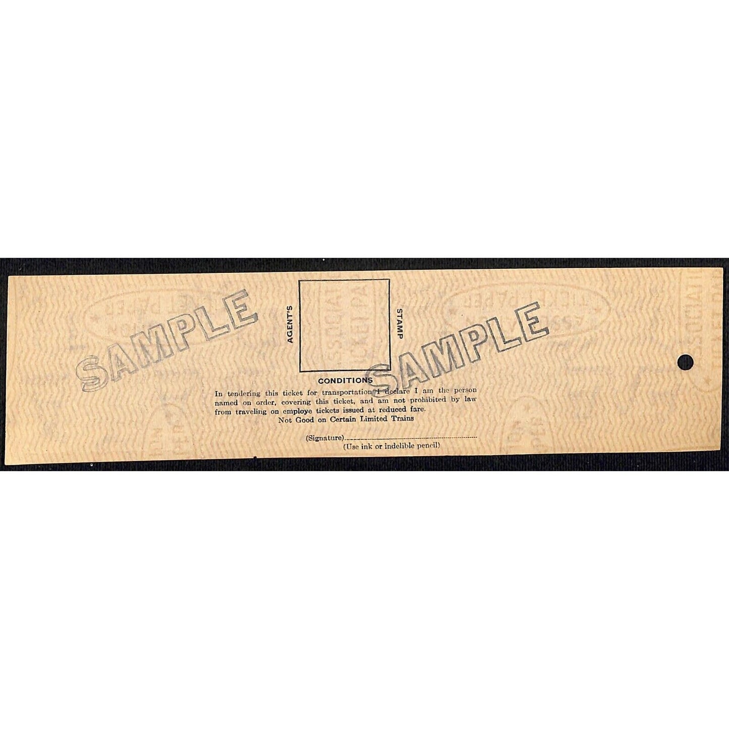Pennsylvania - Reading RR Seashore Line SAMPLE Employee Excursion Ticket #199