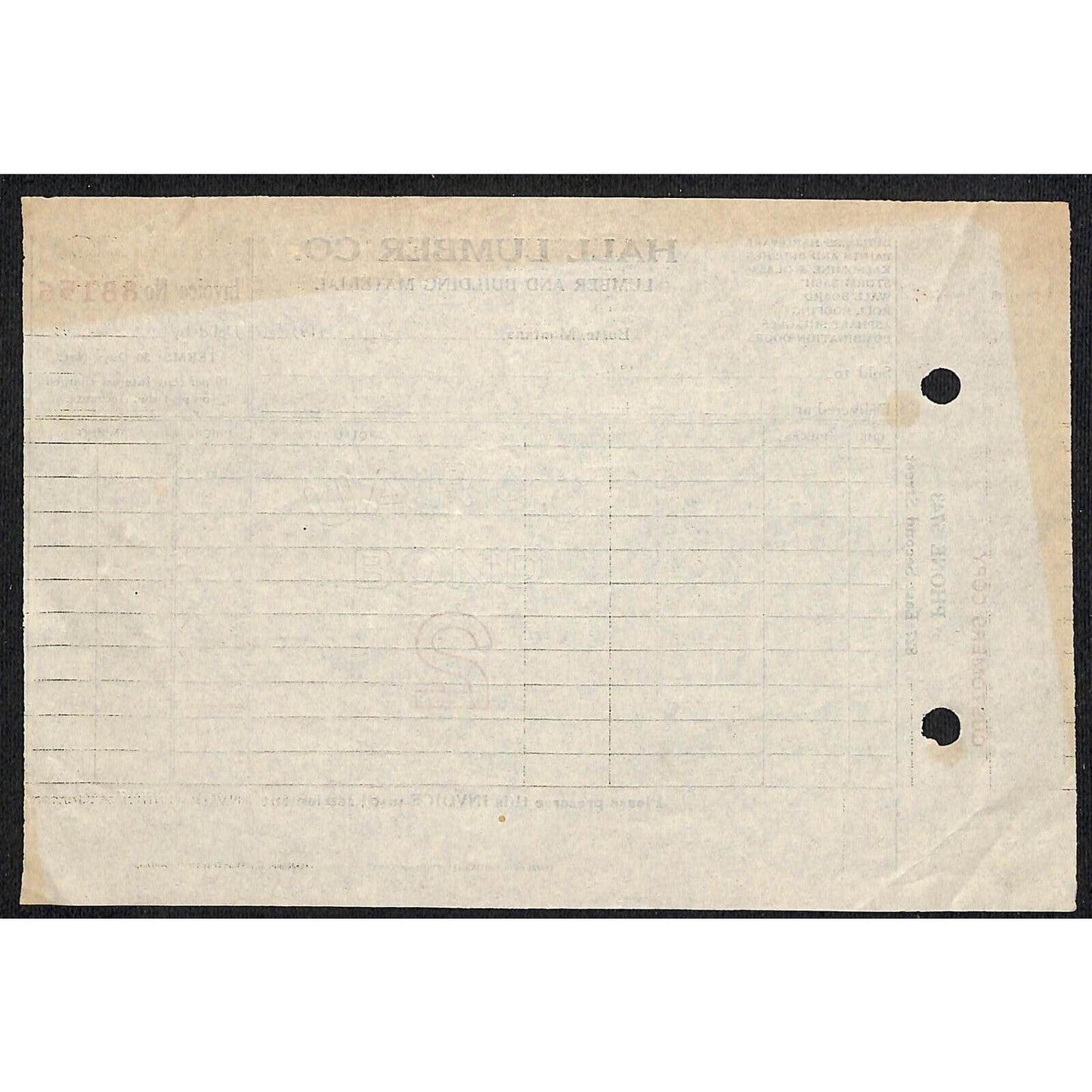 Hall Lumber Co. Butte Montana c1933 Billhead Letterhead Wilson Drug