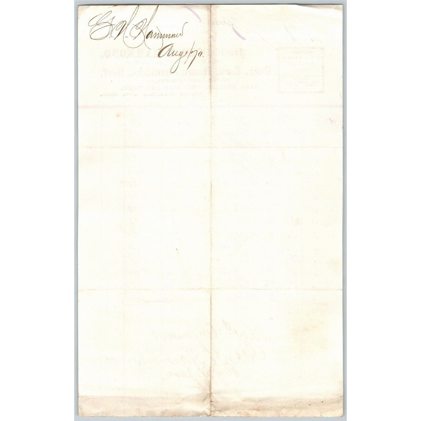 Detroit Letterhead Geo. H. Hammond Pork Lard Hams Beef - 1870 w/ Rev Stamp