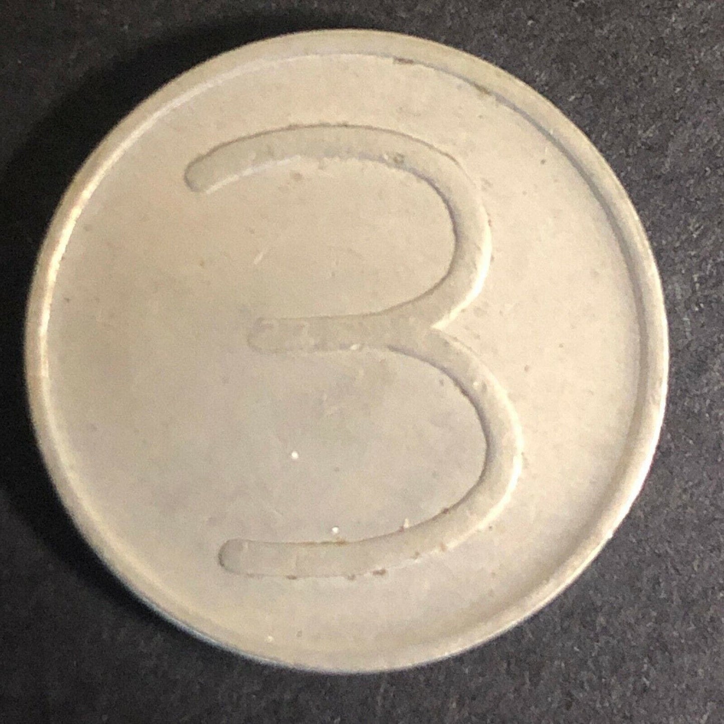 Vintage 20mm Nickel Plated Brass "3" "Hull Metro Transportation" Quebec Token