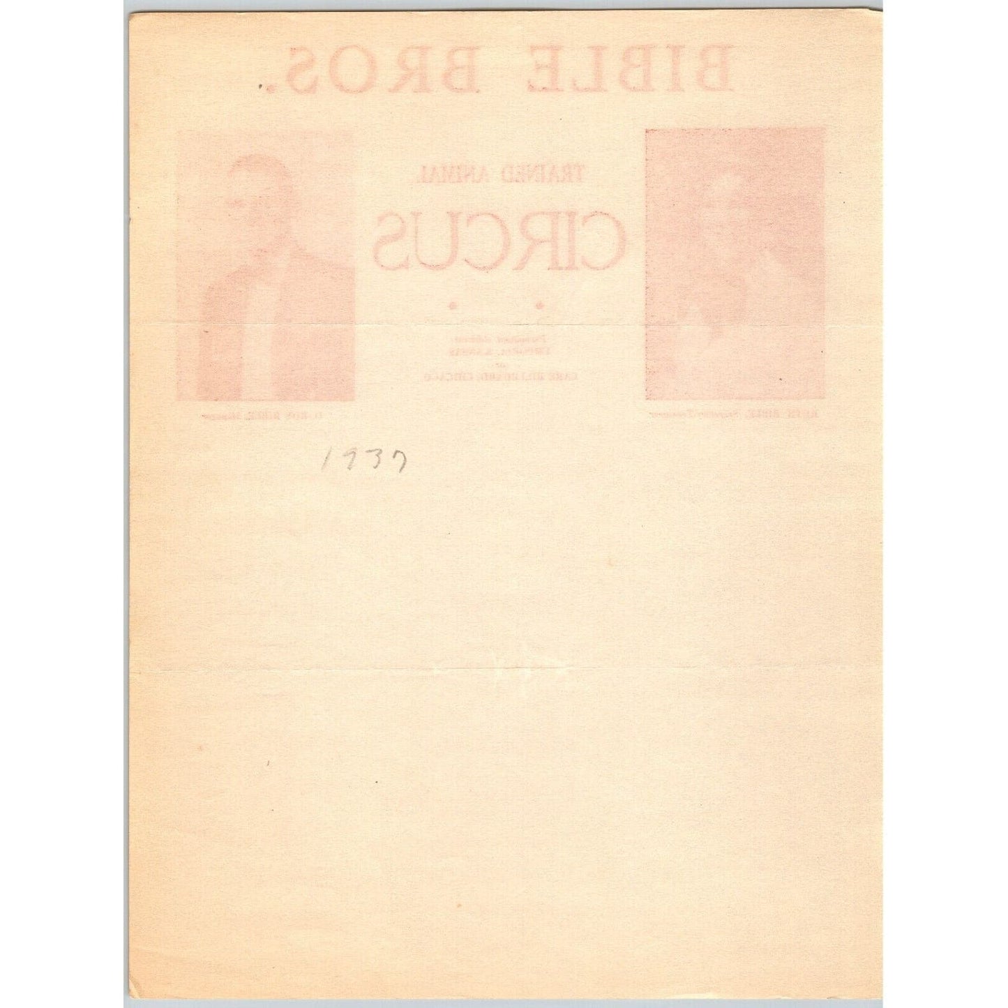 Bible Bros. Trained Animal Circus Letterhead c1937 Real Photo Emporia, KS Scarce
