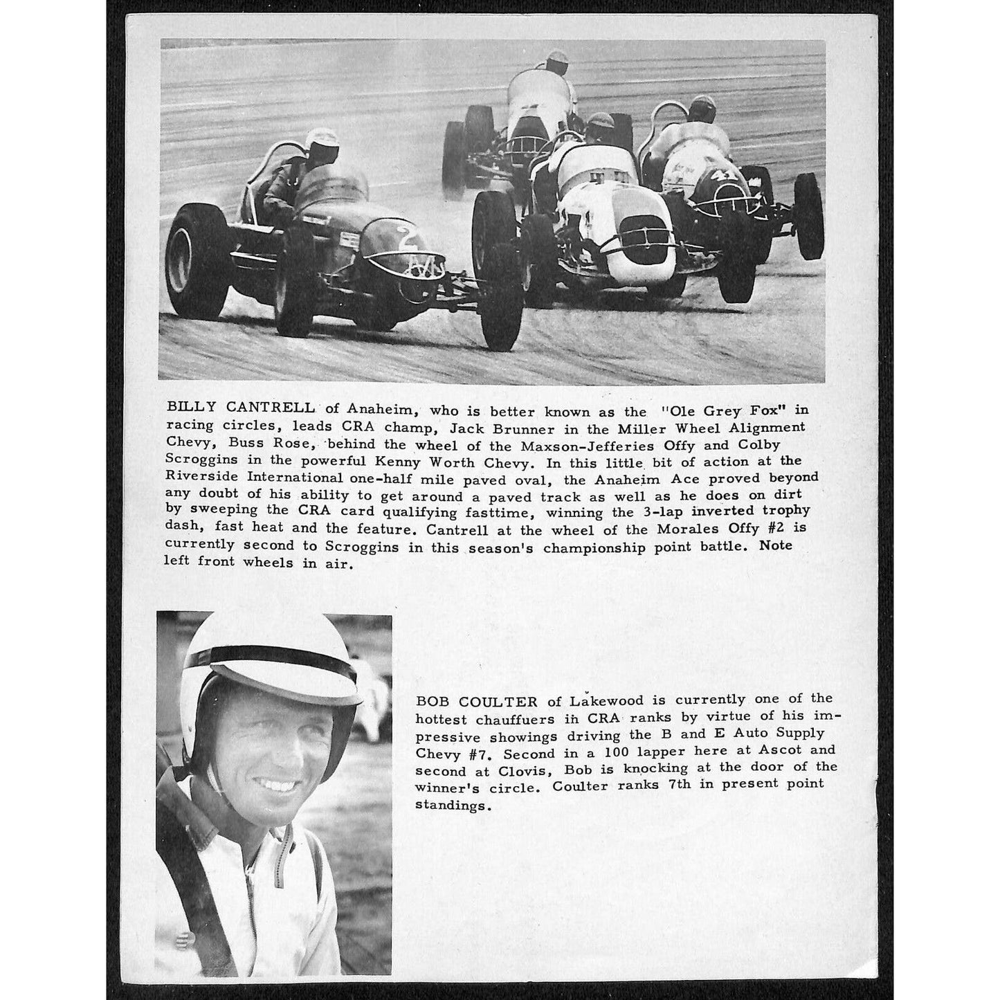 Scarce Jun 23 1962 CRA Big Car Races Auto Racing Program Ascot Park Gardena