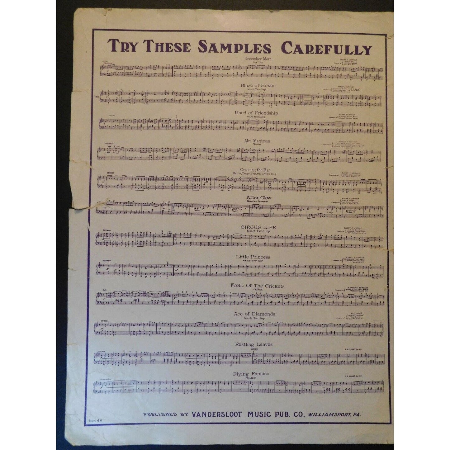 Vintage 1915 Sheet Music "Neutral" March Two-Step Harry J. Lincoln
