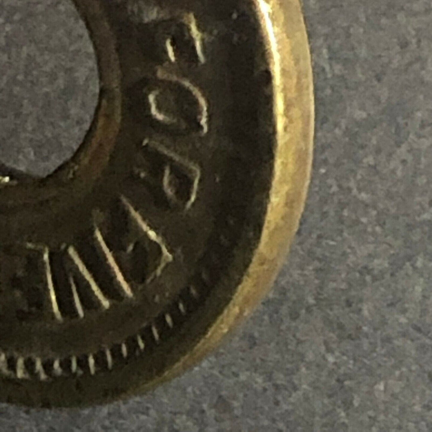 Vintage 21mm Brass "Liberty Bell Good For 5c Trade" -- Donut Token