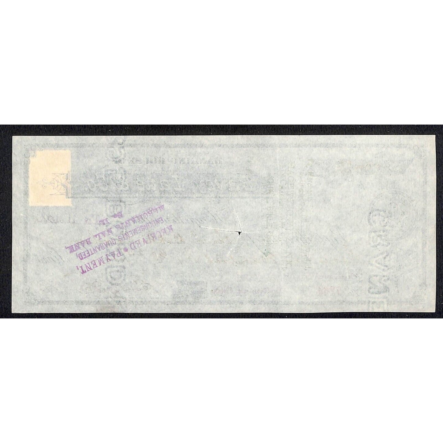 Hagerstown Eavey, Lane & Co Banking House Check 1890's/1900 w/ Rev. Stamp