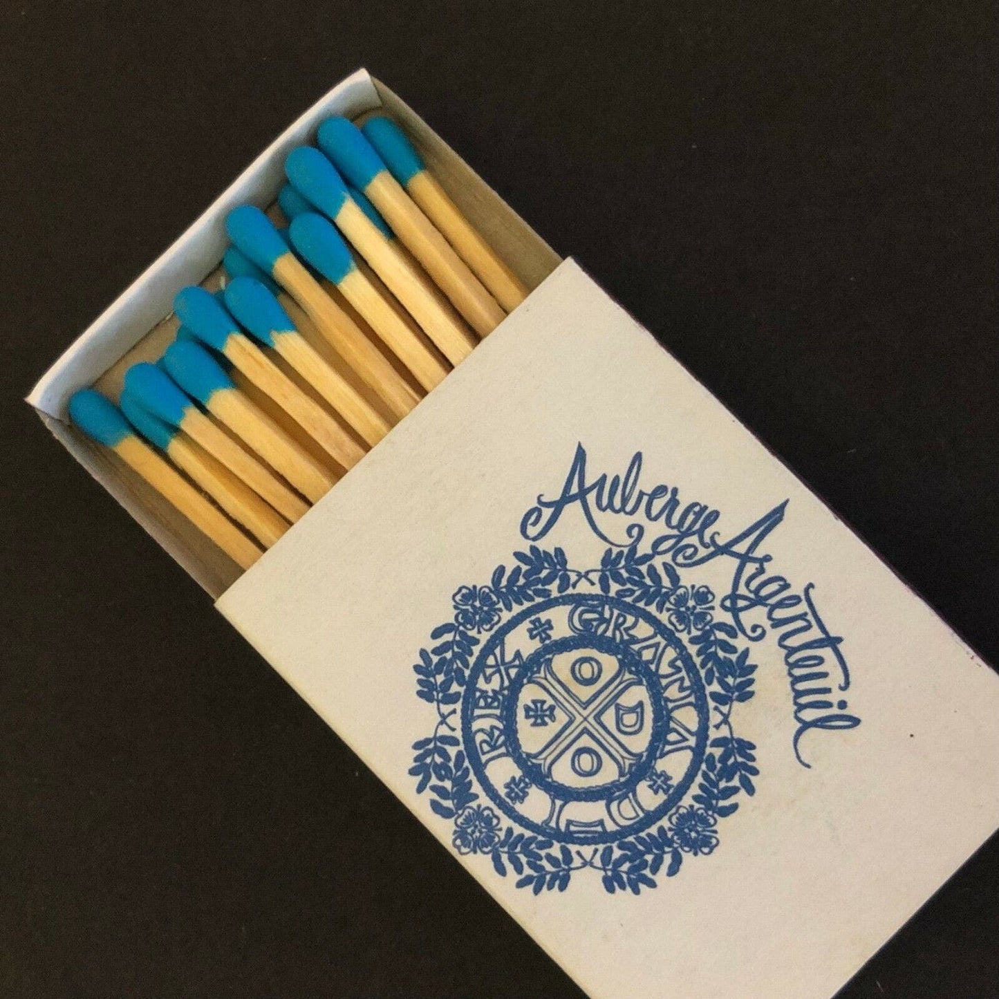 c1980 's Vintage Wooden Matchbox Matchbook Auberge Argenteuil - Hartsdale, NY