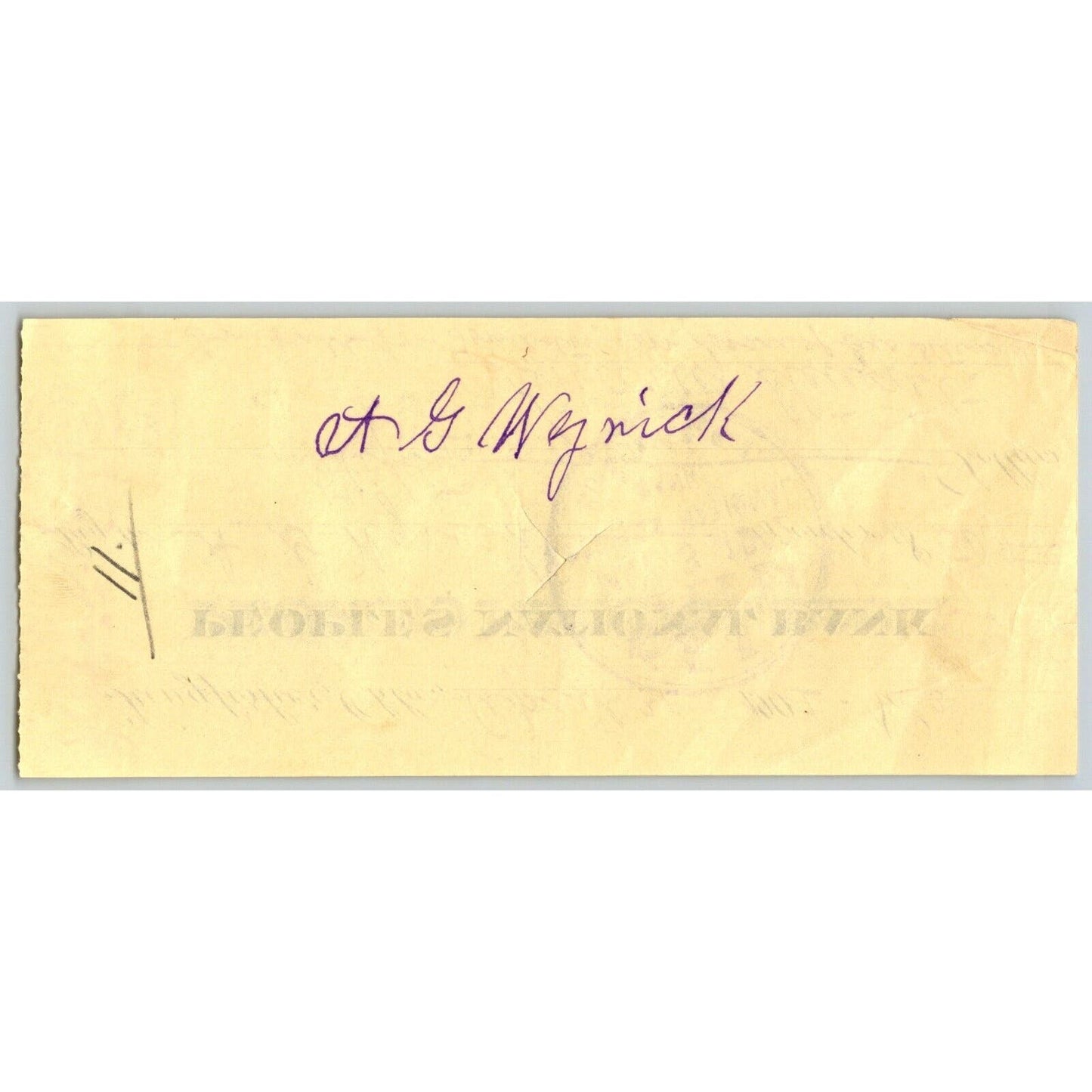 Kingfisher, Oklahoma Territorial 1902 Peoples National Bank Check for Tombstone