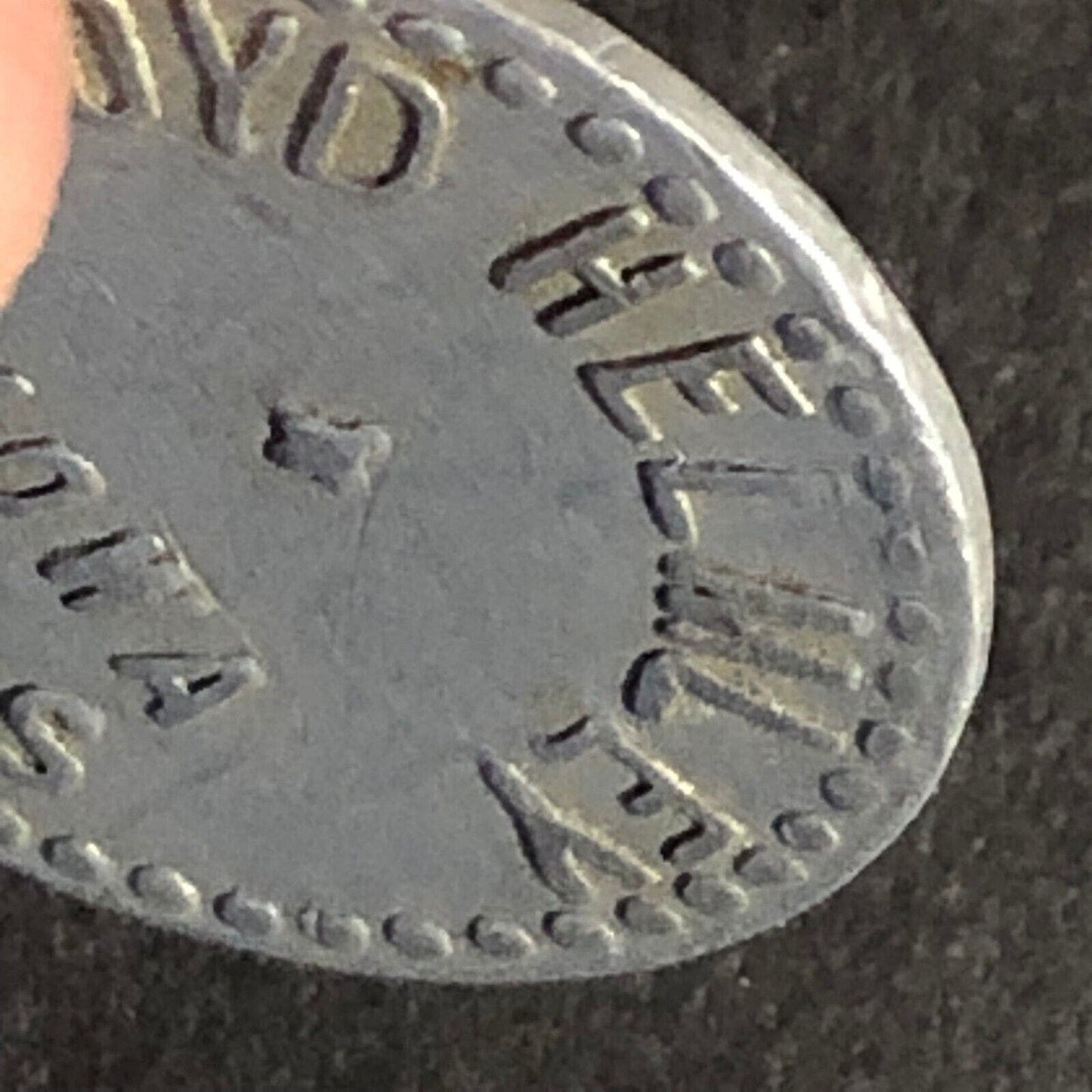 Loyd Helmley Kiowa Kansas (Farm Implements) G/F 5c Alum Token 19.6mm Very Scarce