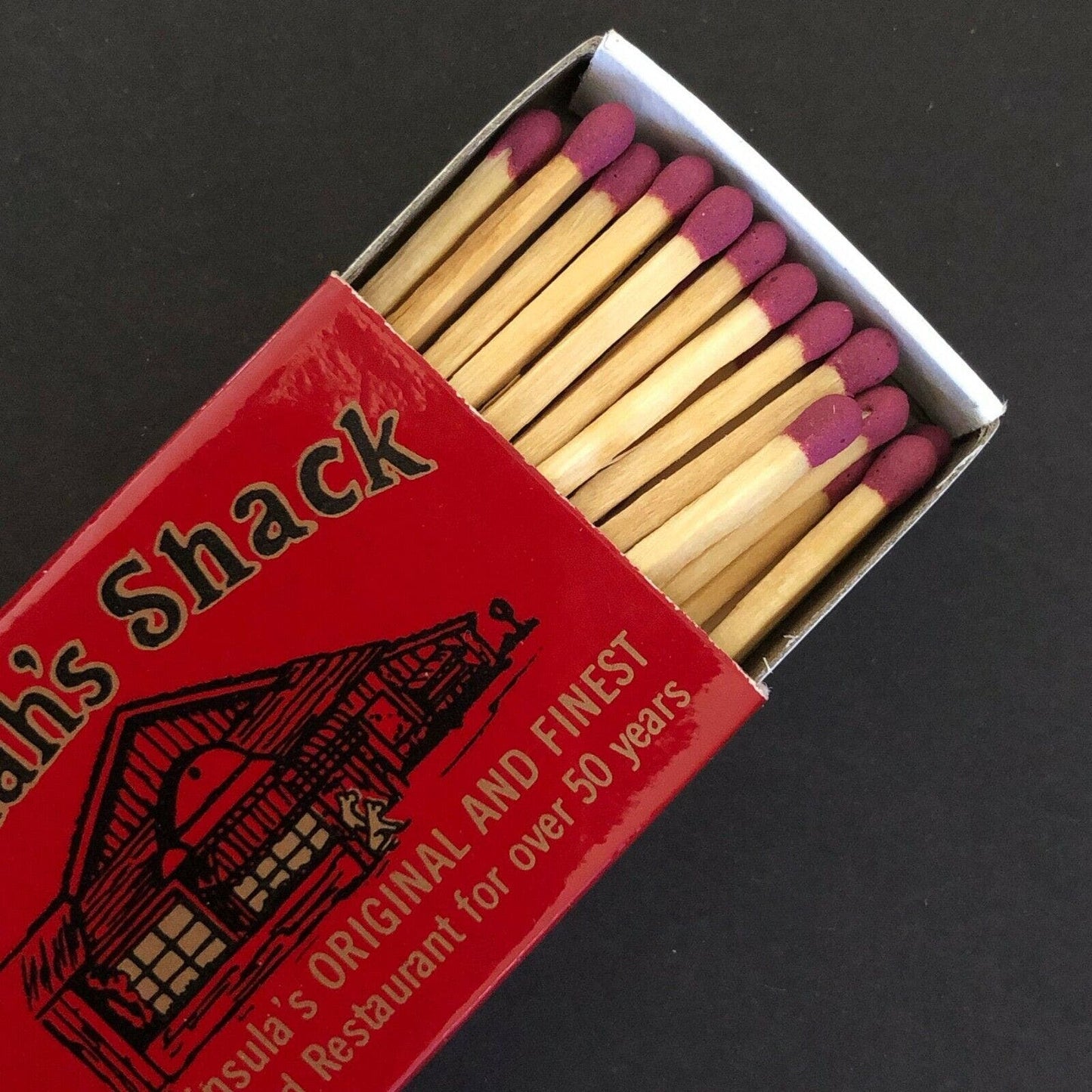 c1970's-80's Vintage Wooden Matchbox Matchbook "Dinah's Shack" Palo Alto, CALIF