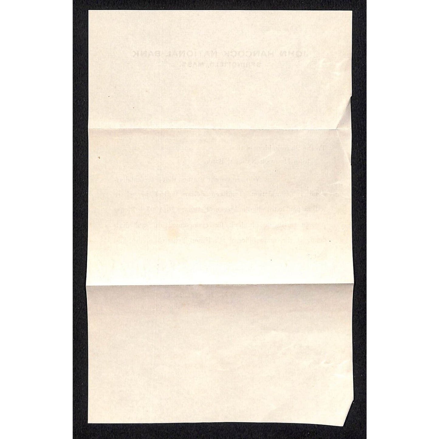 Springfield, MA 1907 John Hancock National Bank Dividend Notice Sheet