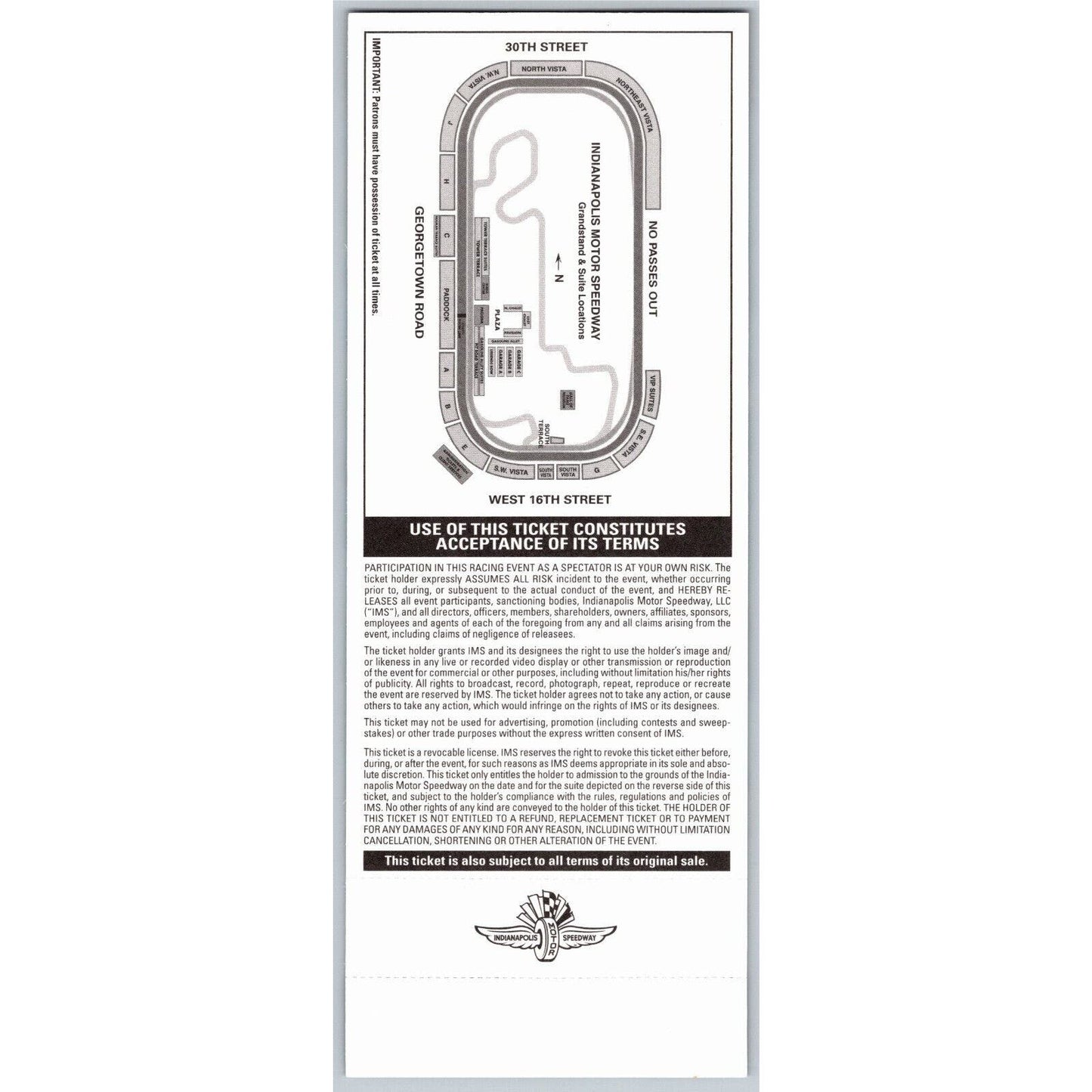 2012 Indy 500 Practice 5/14 Tower Suites Unused Ticket #034