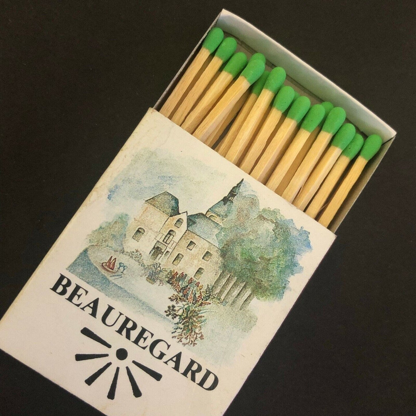 c1970's-80's Wooden Matchbox Matchbook - Chateau Beauregard Thuin Restaurant