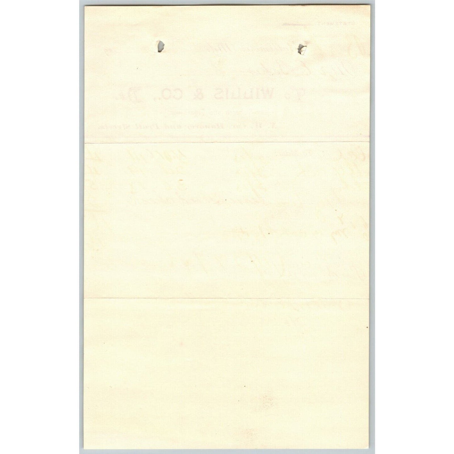 1897 Letterhead Billhead Willis & Co. Tobacco Cigars Baltimore Ephraim Baker*