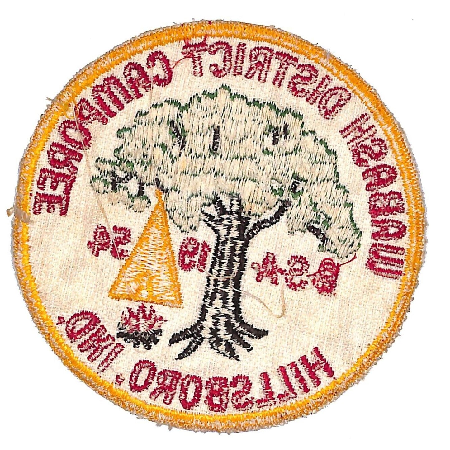 BSA Patch Wabash District Camporee 1954 Boy Scouts Piankeshaw Hillsboro Scarce