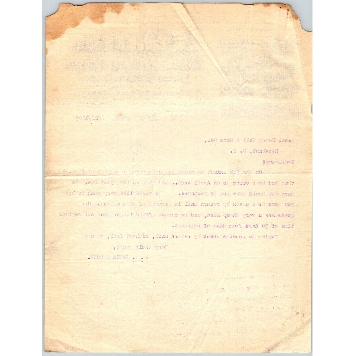 New York City John St. E.B. & Sons Turned Wooden Boxes 1903 Letterhead