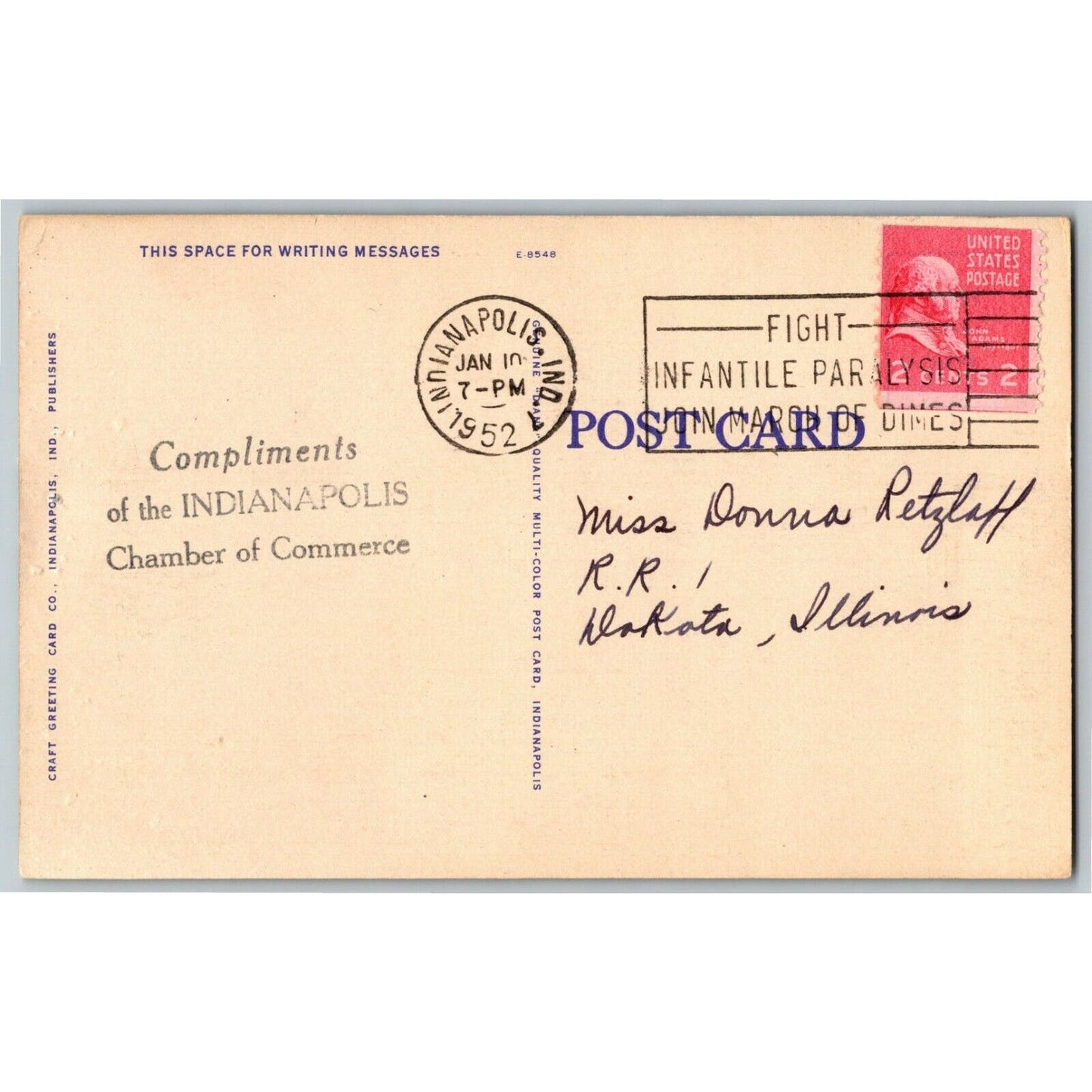 Indy 500 Linen Postcard 1941 "Pacing Lap, Start of Race.." Posted 1952