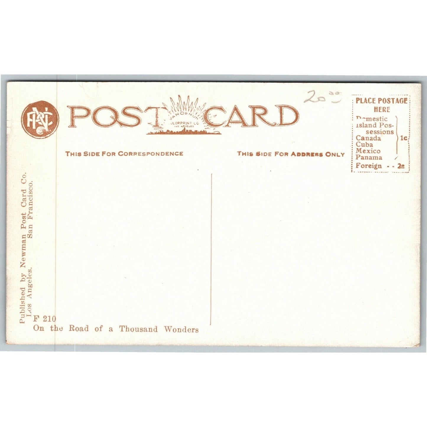 Vintage PPC Postcard - "Scenic Railway at Venice, CAL"