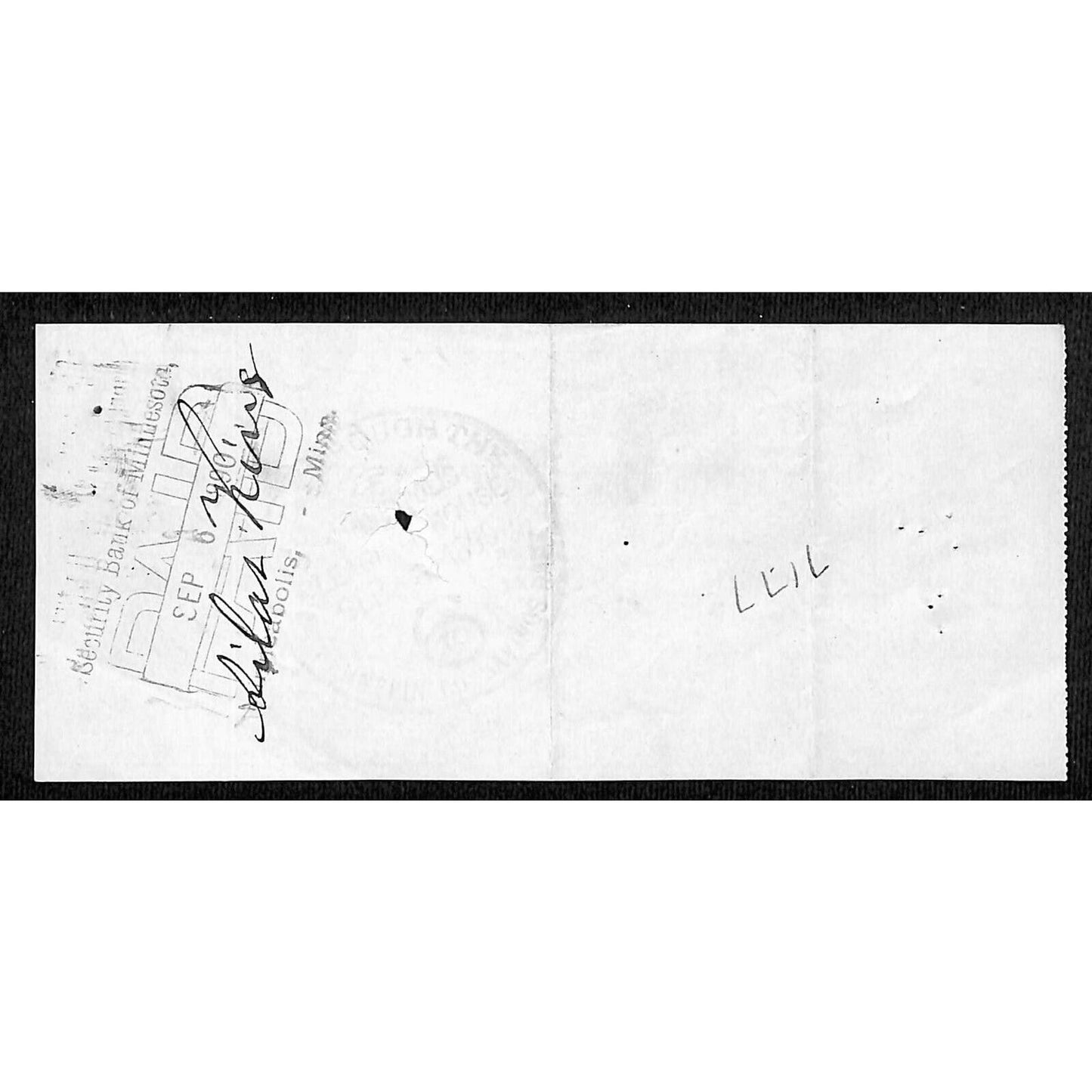 Minneapolis "Security Bank of Minnesota" $40 Bank Check 1890 - Scarce