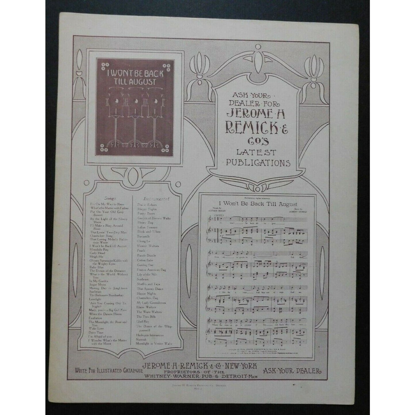 Scarce Vintage 1910 Sheet Music "Now She's Anybody's Girlie" - C. Warde Traver