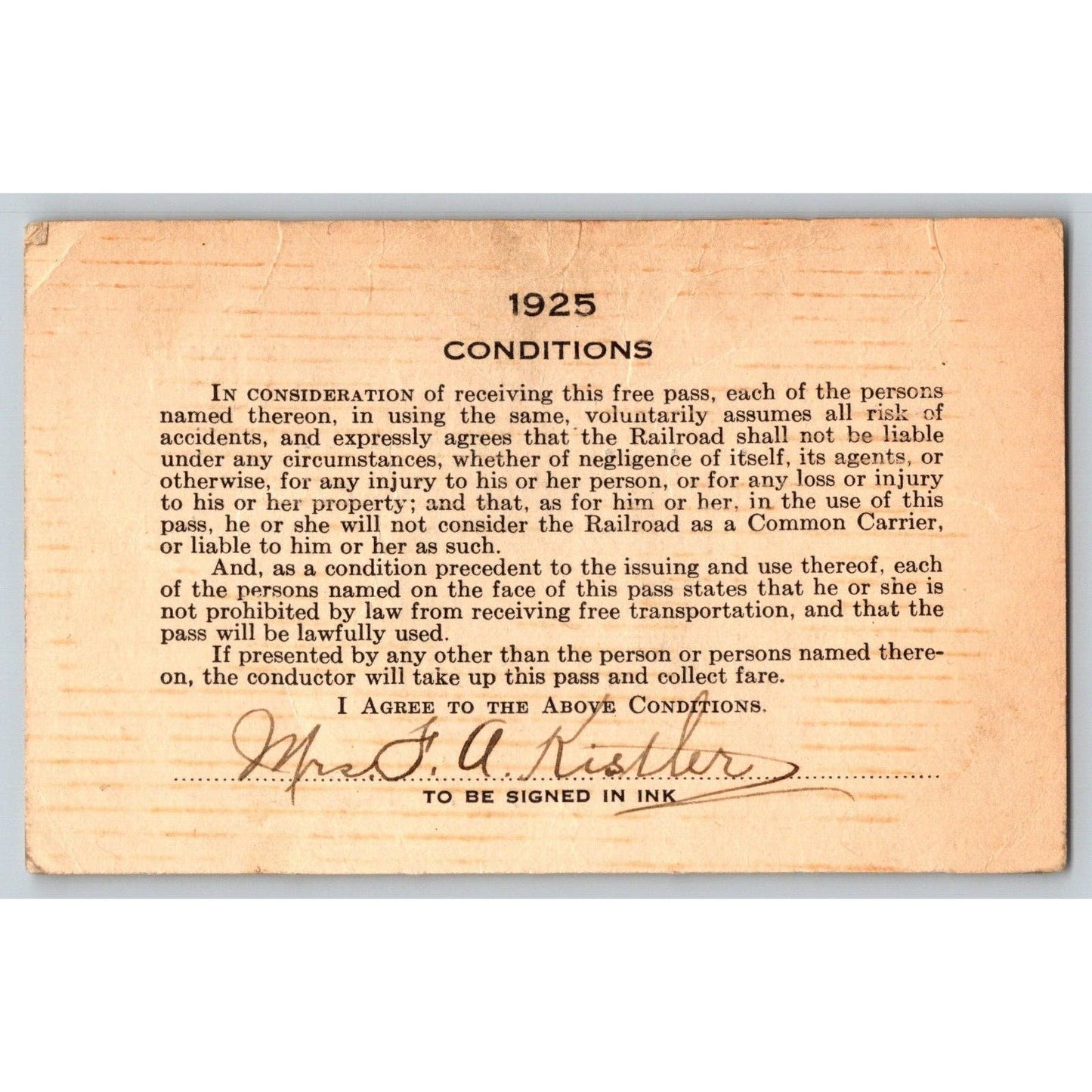 Boston & Albany Railroad 1925 Yearly Pass #8877