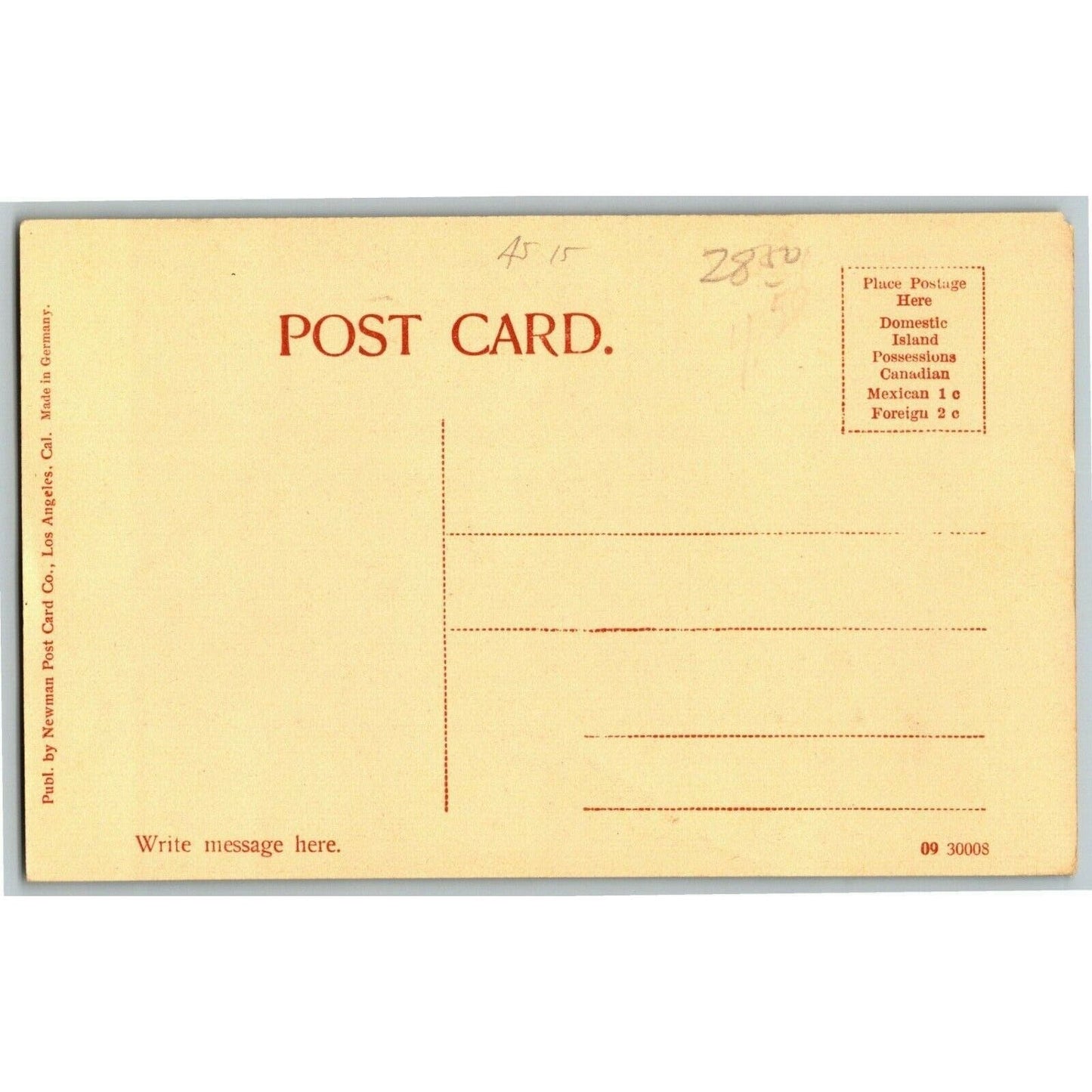 Vintage PPC Postcard Lobby, Safe Deposit Dept., Security Savings Los Angeles, CA