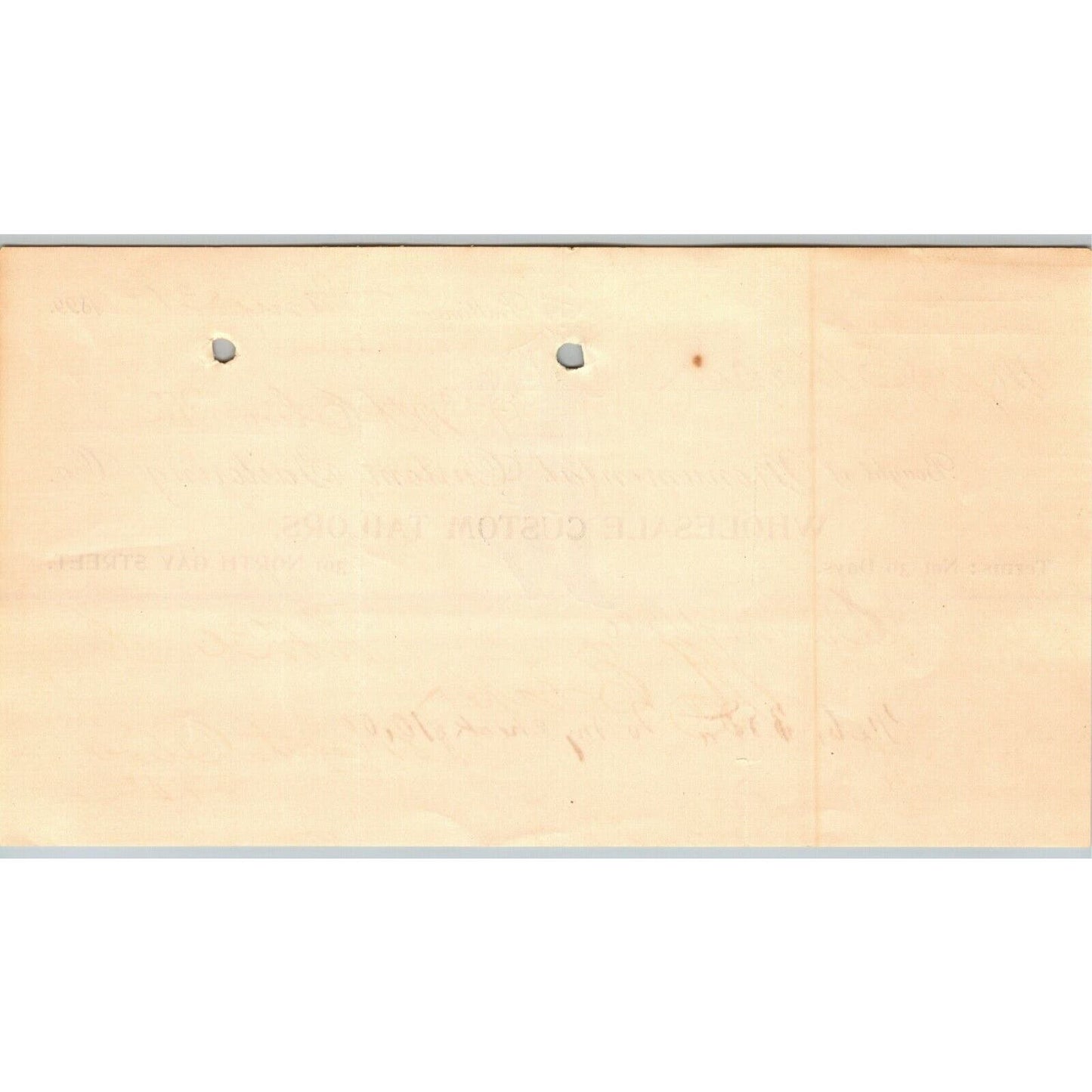 1899 Letterhead Billhead "Monumental Custom Tailors" Baltimore - Ephraim Baker*