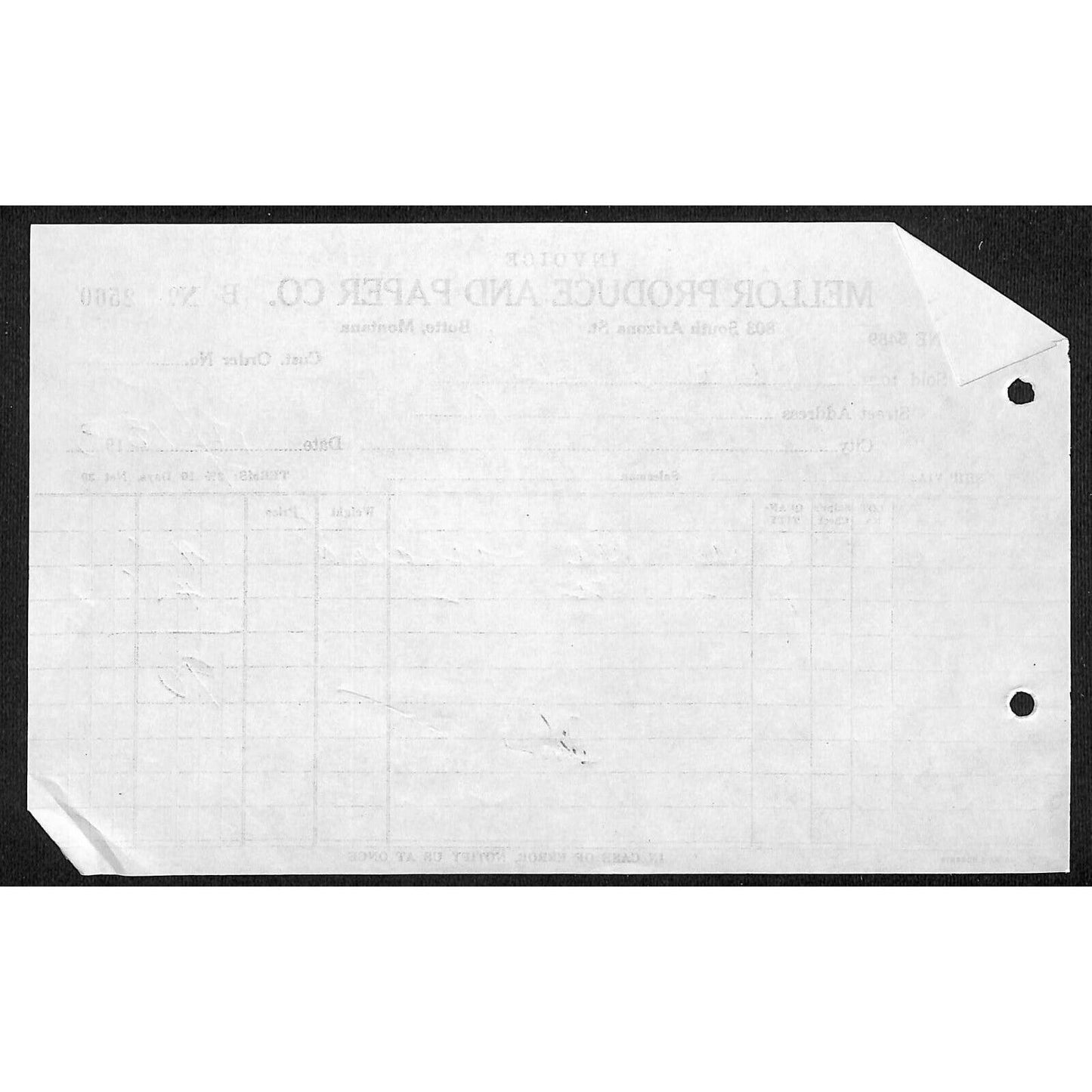 Mellor Produce & Paper Butte Montana 1933 Billhead Letterhead Wilson Drug